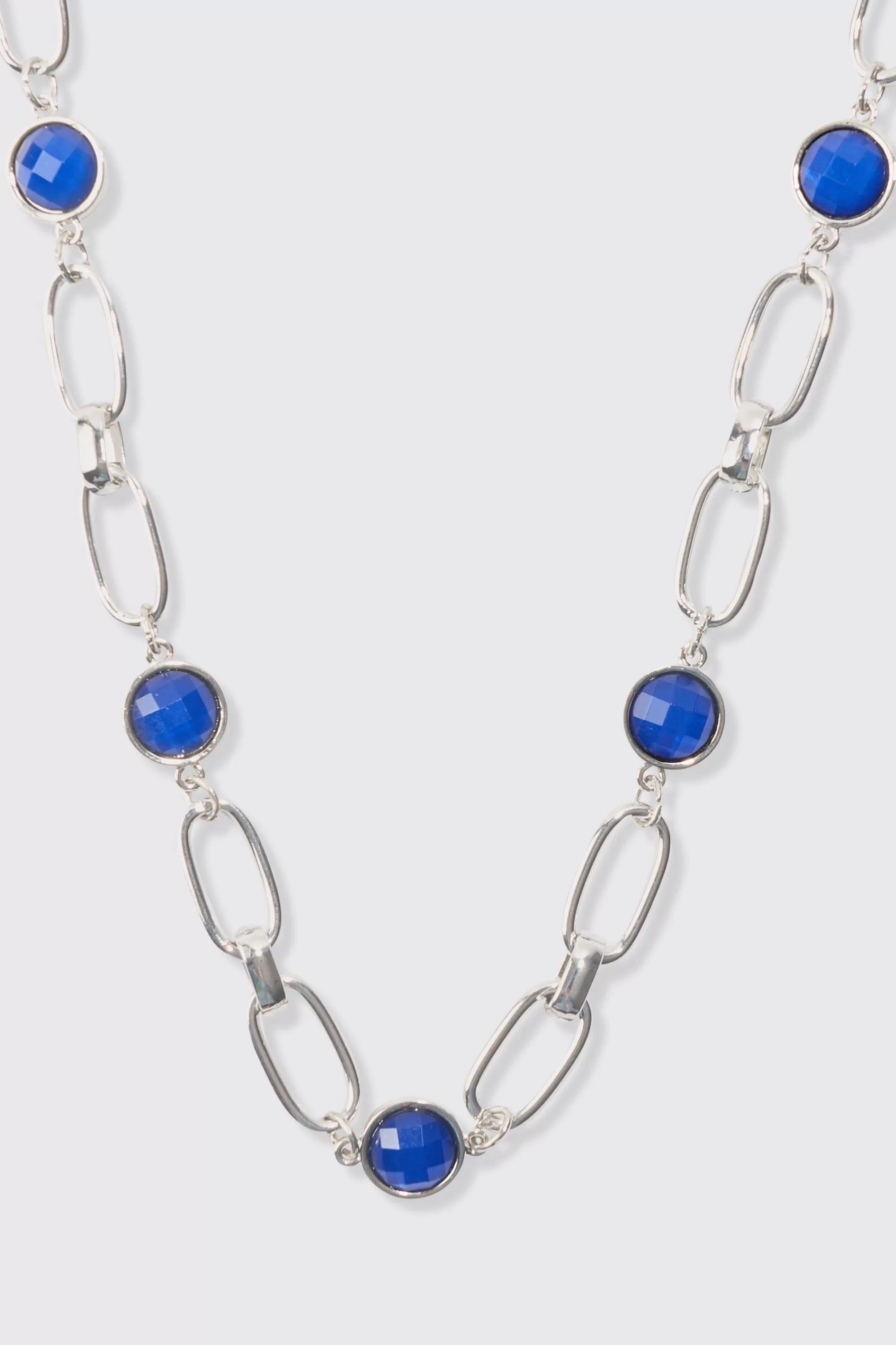 boohooMAN Chain Necklace With Gem Stones In | UK