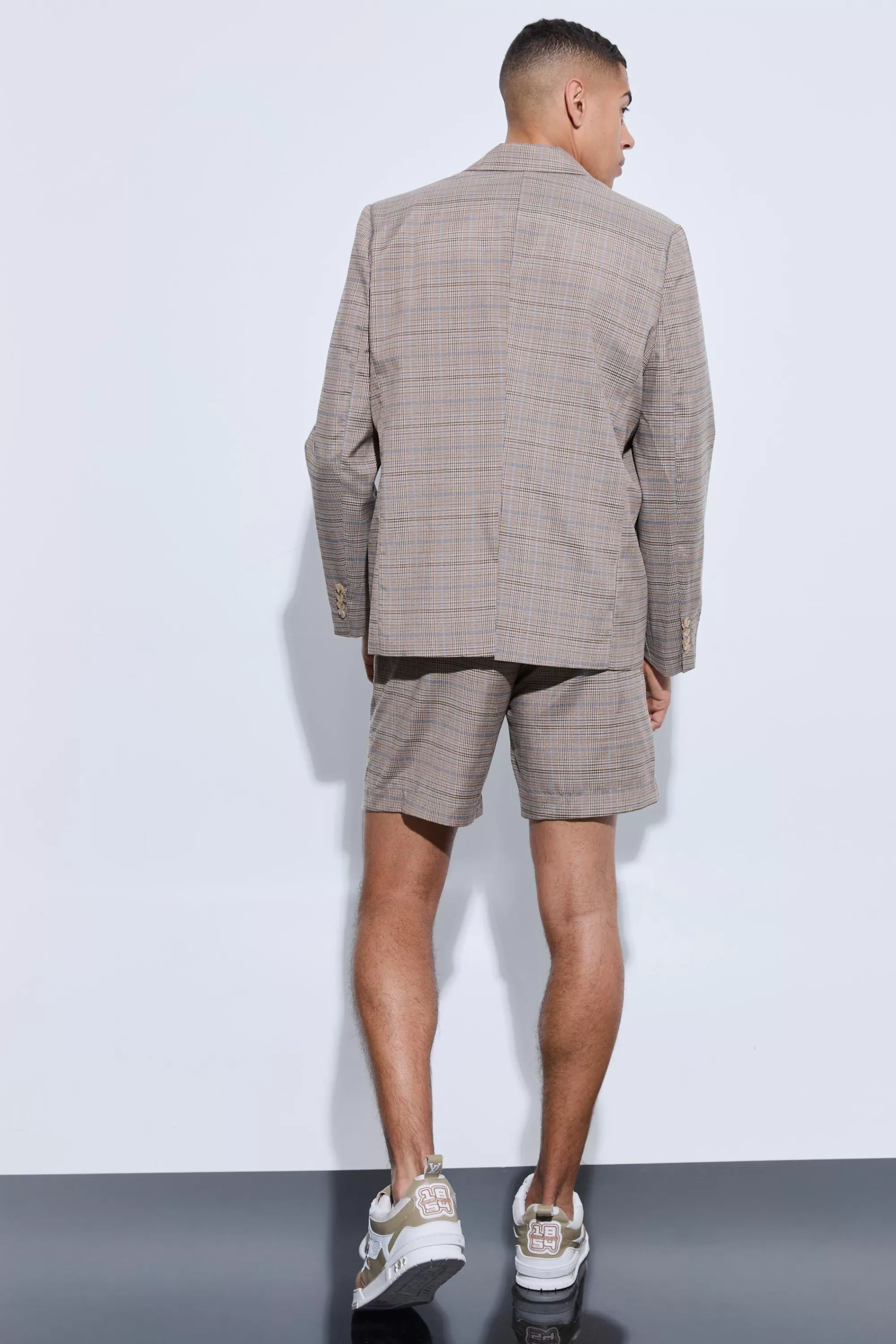 boohooMAN Check Oversized Tailored Shorts | UK