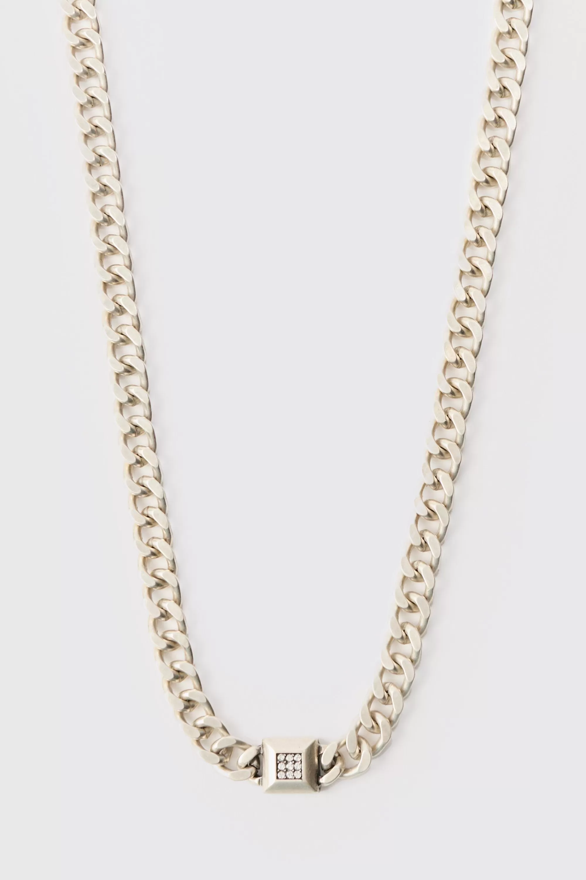 boohooMAN Chunky Chain Iced Pendant Necklace | UK