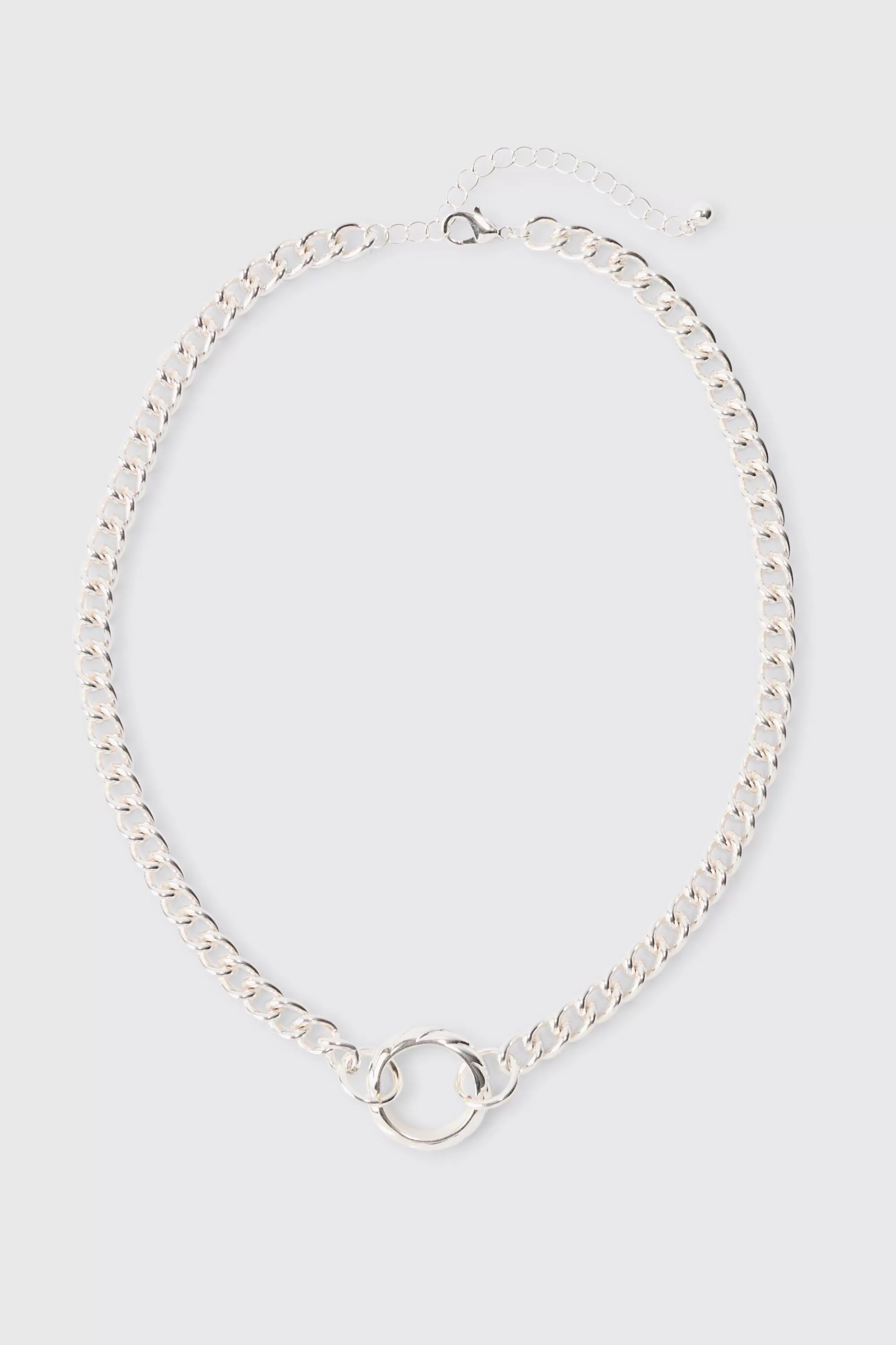 boohooMAN Chunky Chain Ring Pendant Necklace | UK