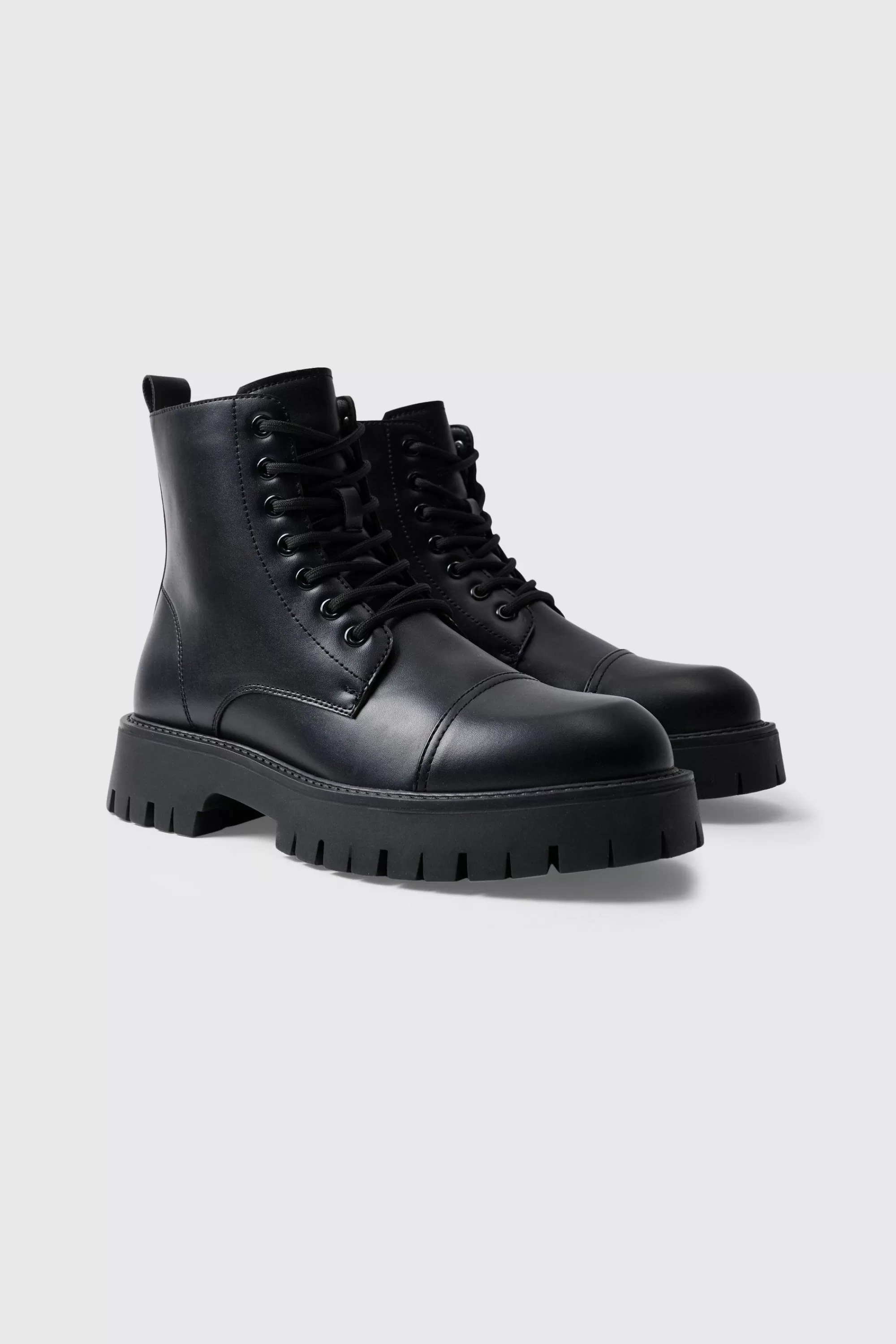 boohooMAN Chunky Lace Up Worker Boot | UK
