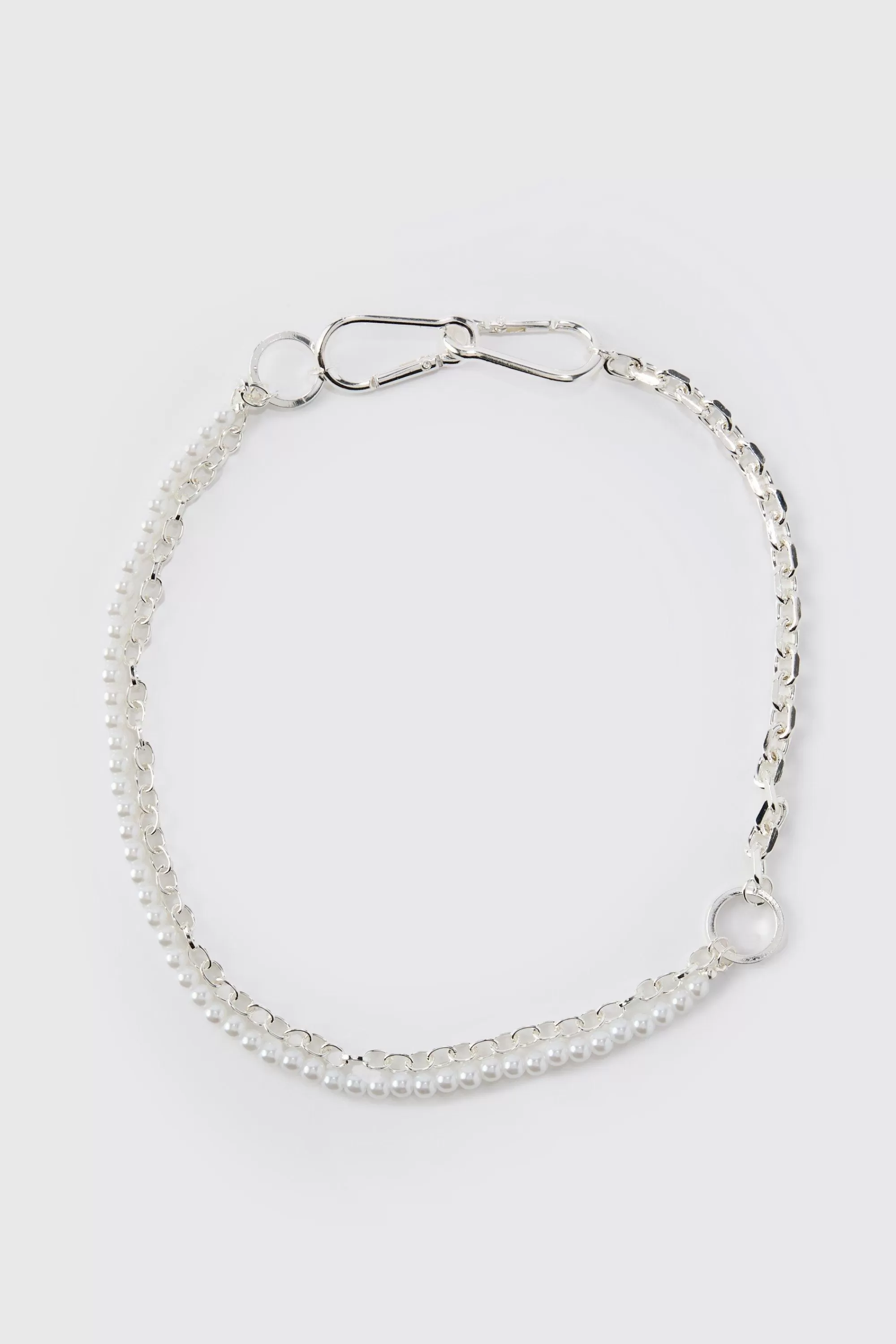 boohooMAN Chunky Pearl Chain Necklace | UK