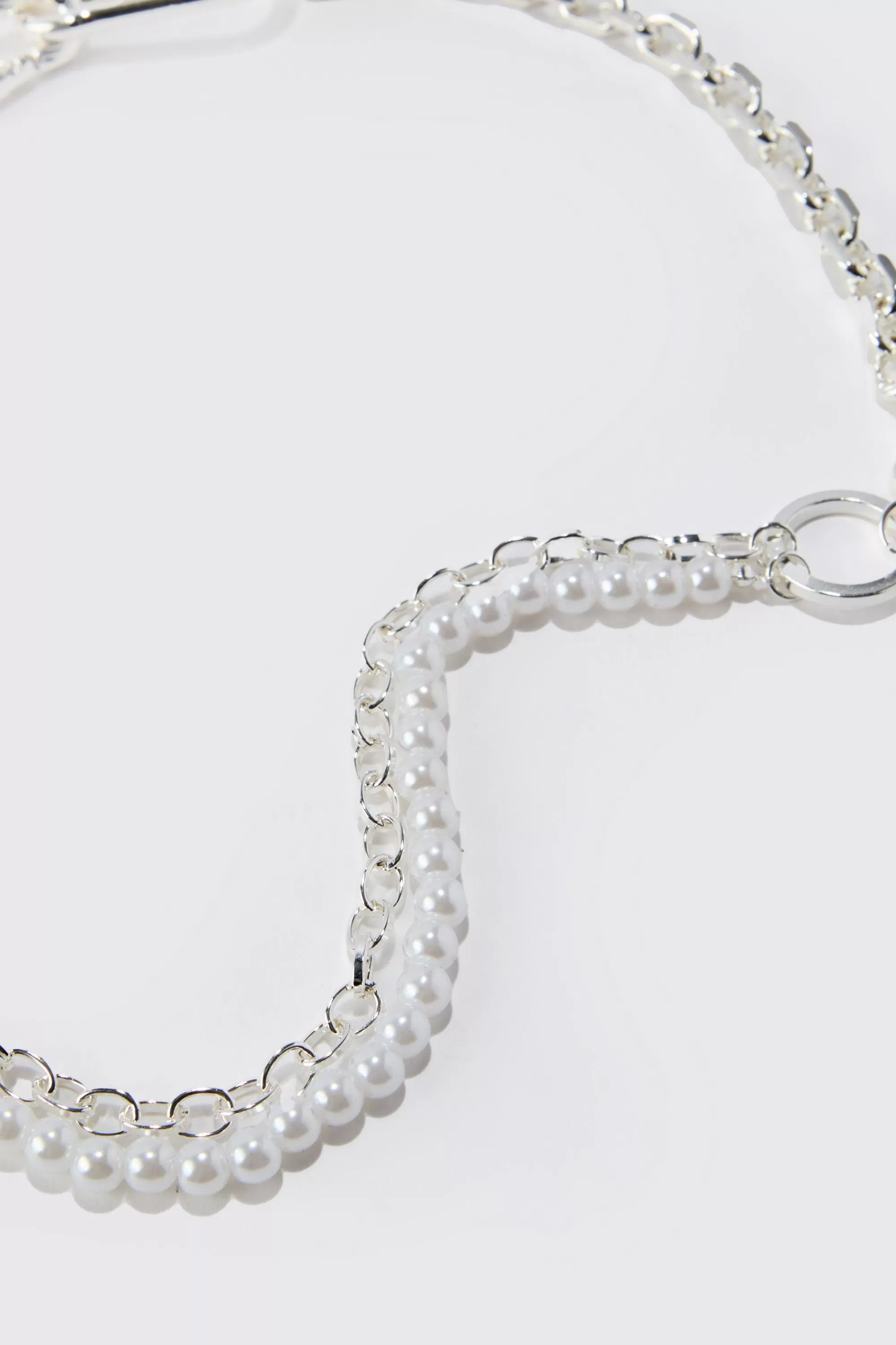 boohooMAN Chunky Pearl Chain Necklace | UK