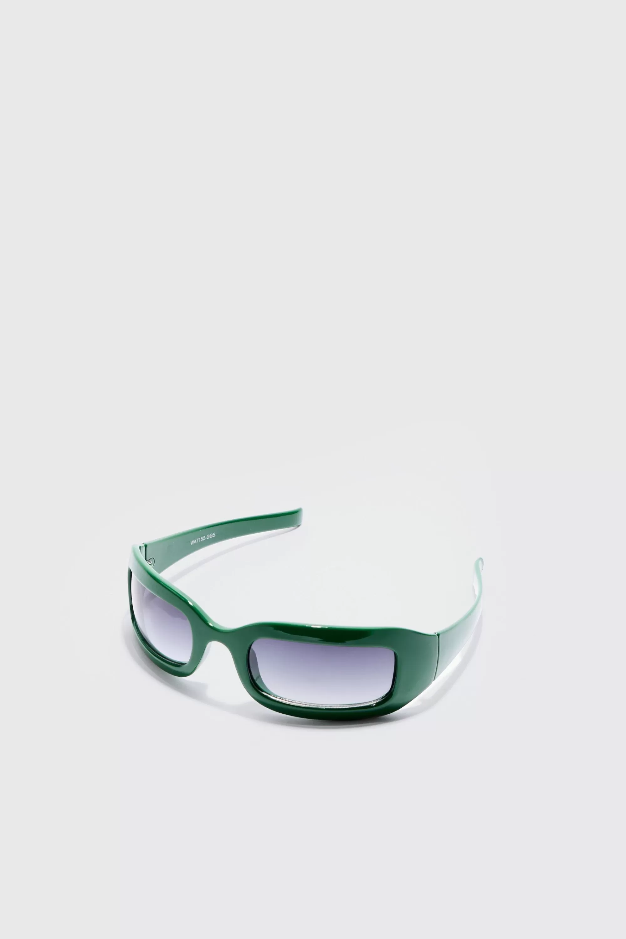 boohooMAN Chunky Wrap Around Rectangle Sunglasses In | UK