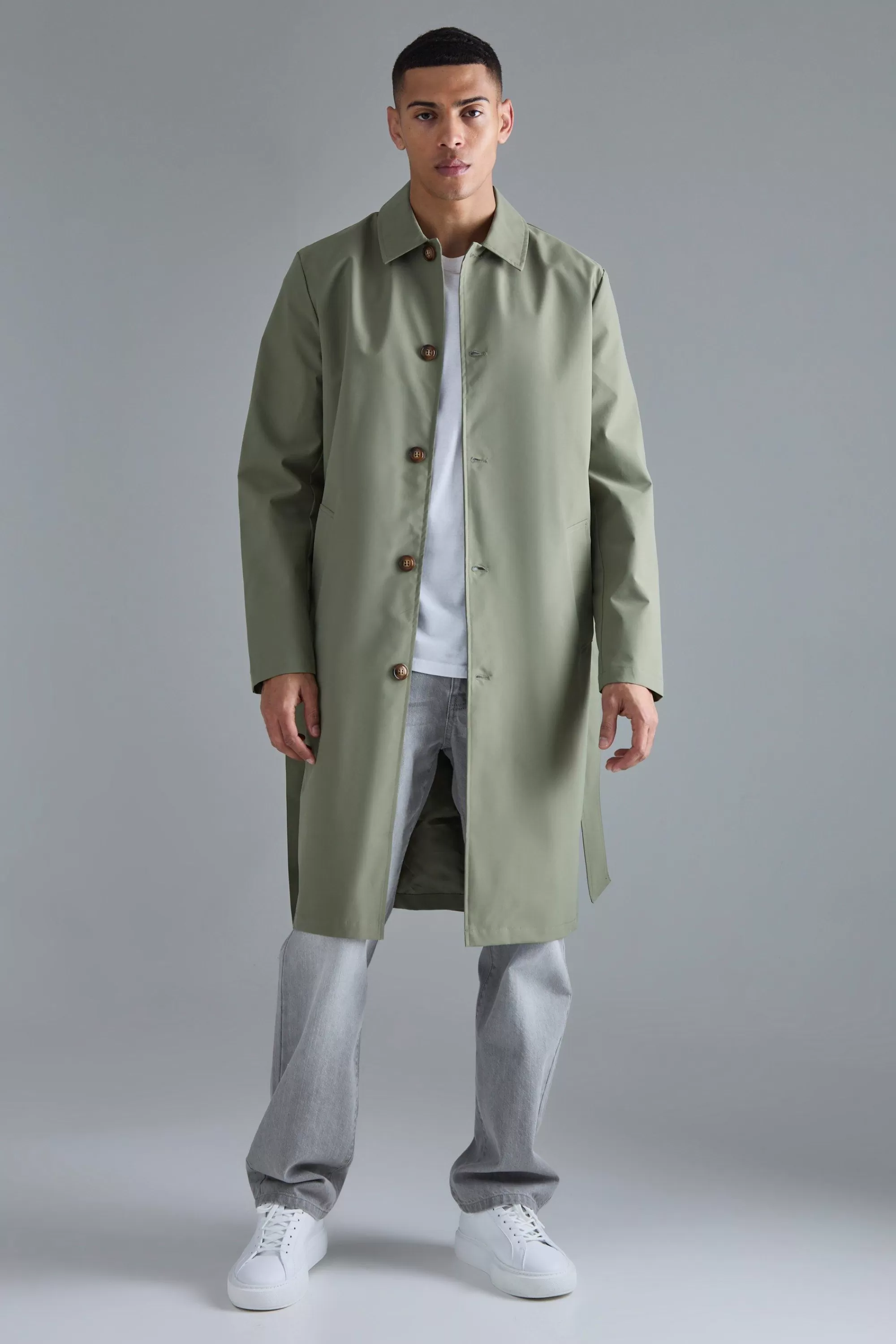 boohooMAN Classic Belted Trench Coat | UK