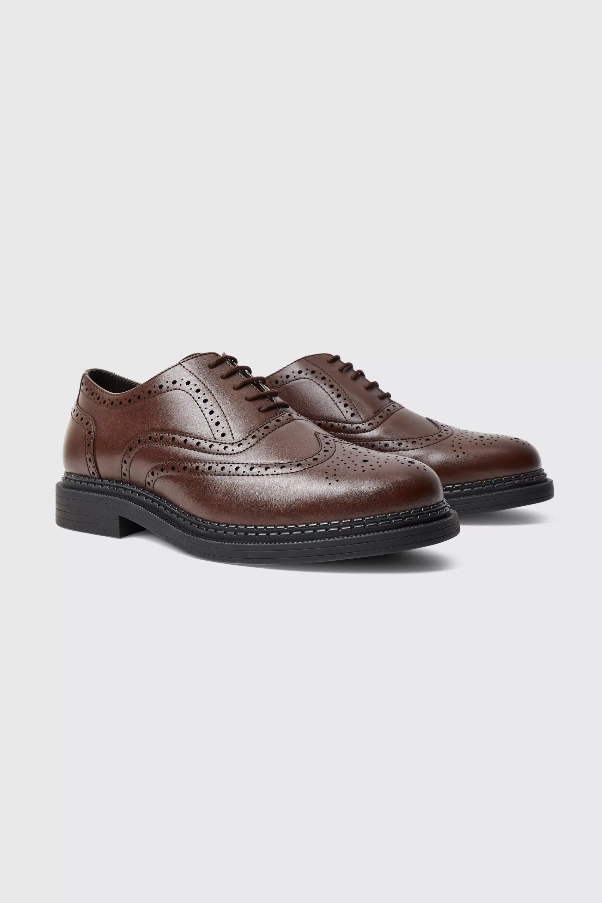 boohooMAN Classic Faux Leather Brogue | UK