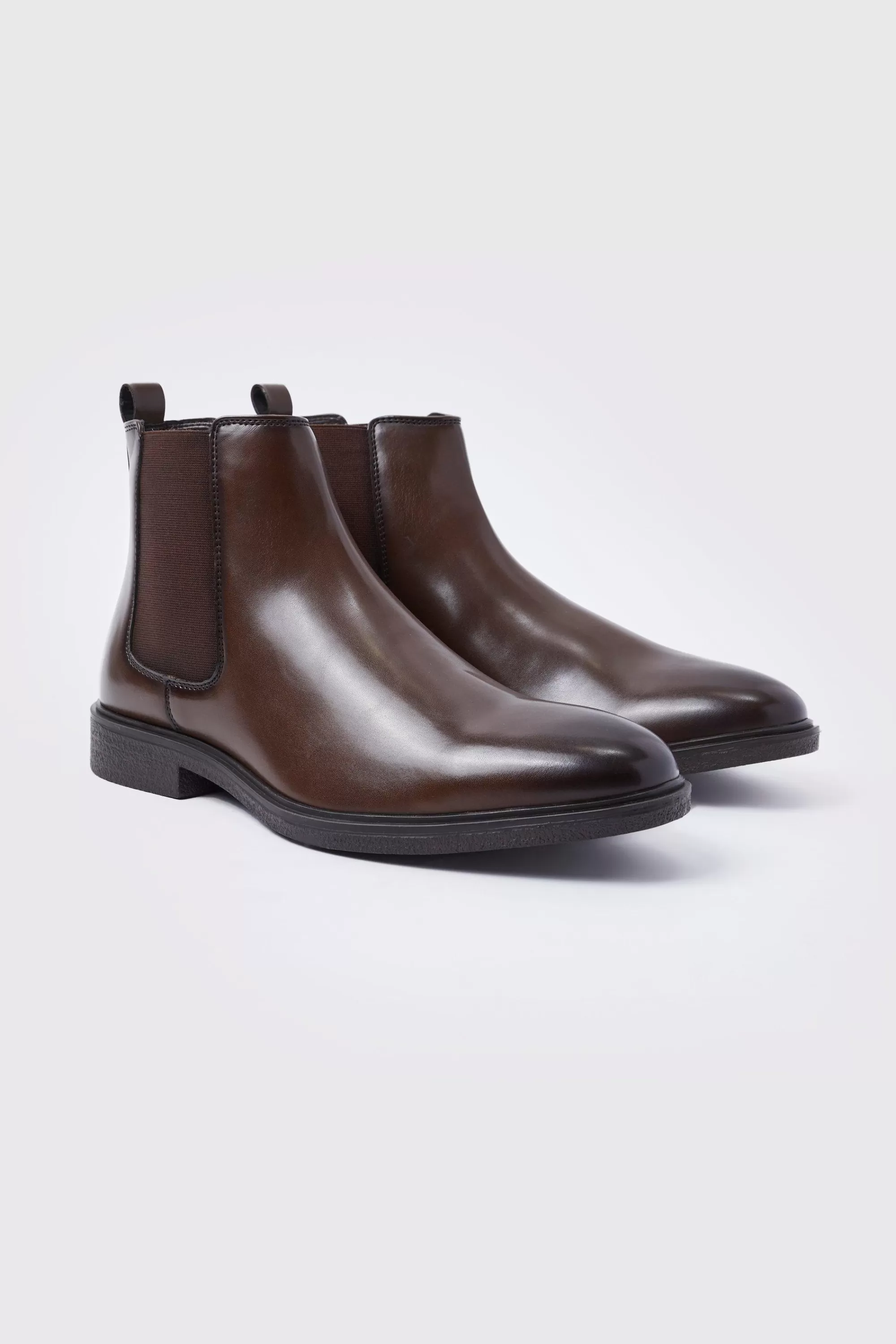 boohooMAN Classic Faux Leather Chelsea Boots | UK