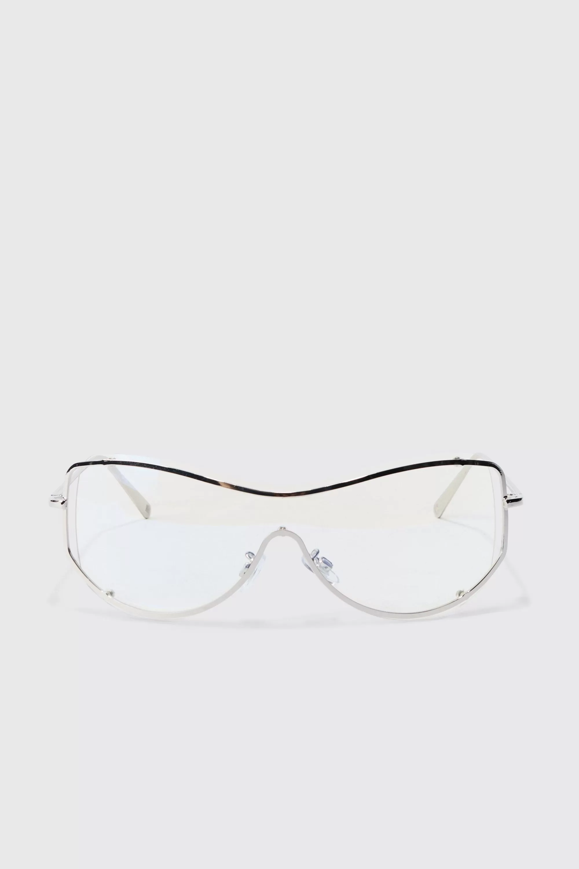 boohooMAN Clear Lens Visor Sunglasses In | UK