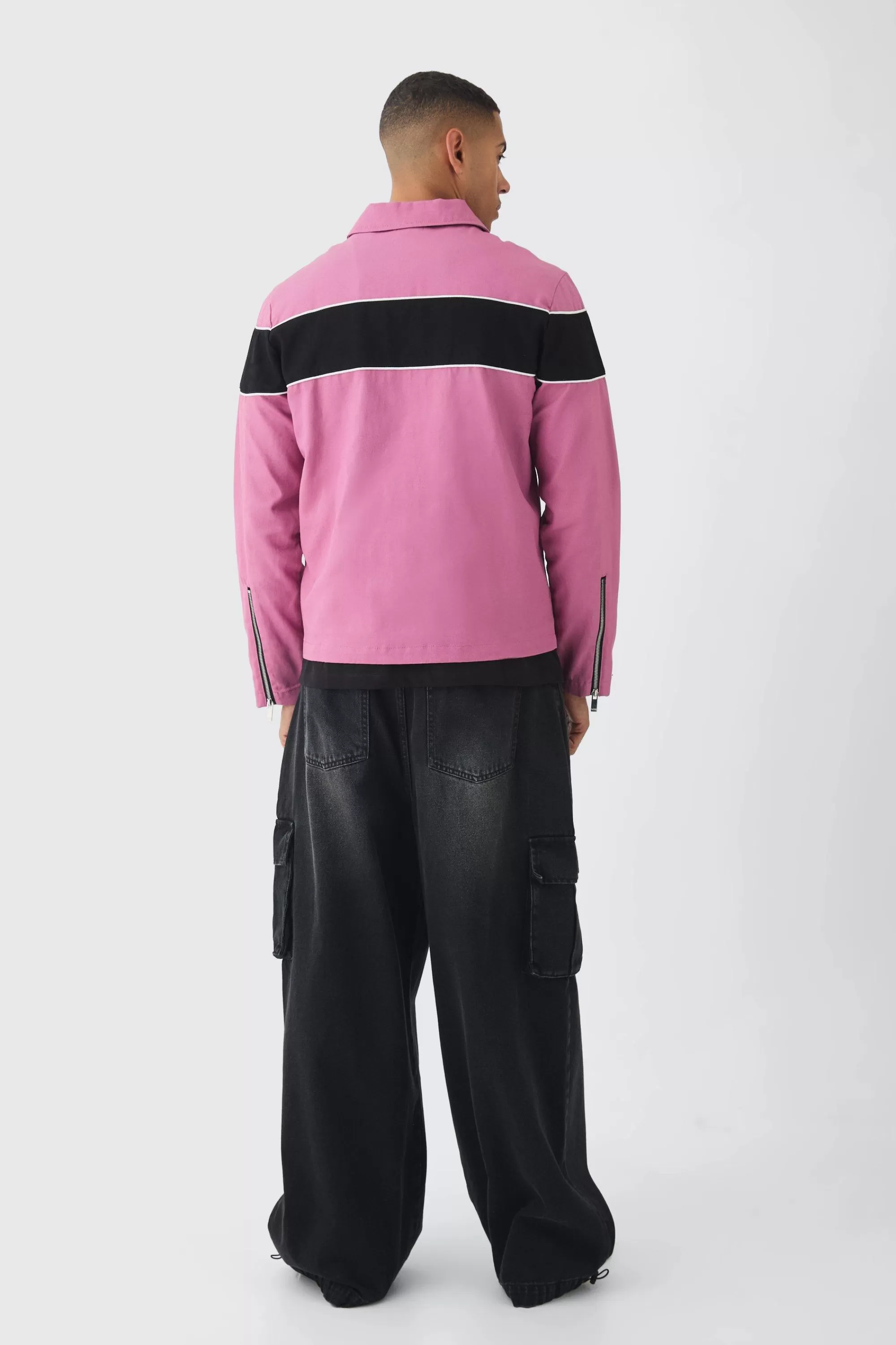 boohooMAN Collared Twill Moto Jacket | UK