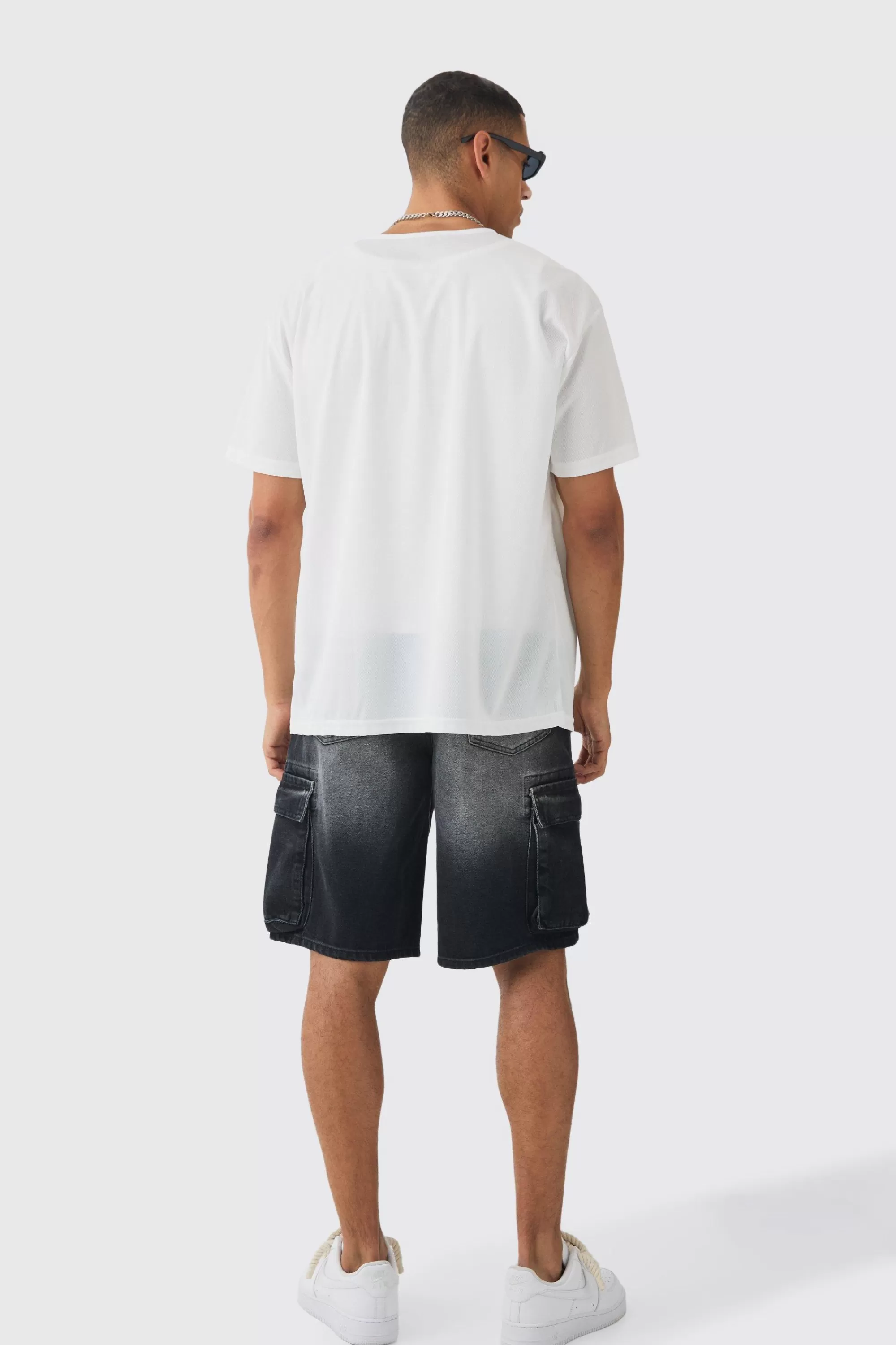 boohooMAN Collarless Mesh Twenty Shirt | UK