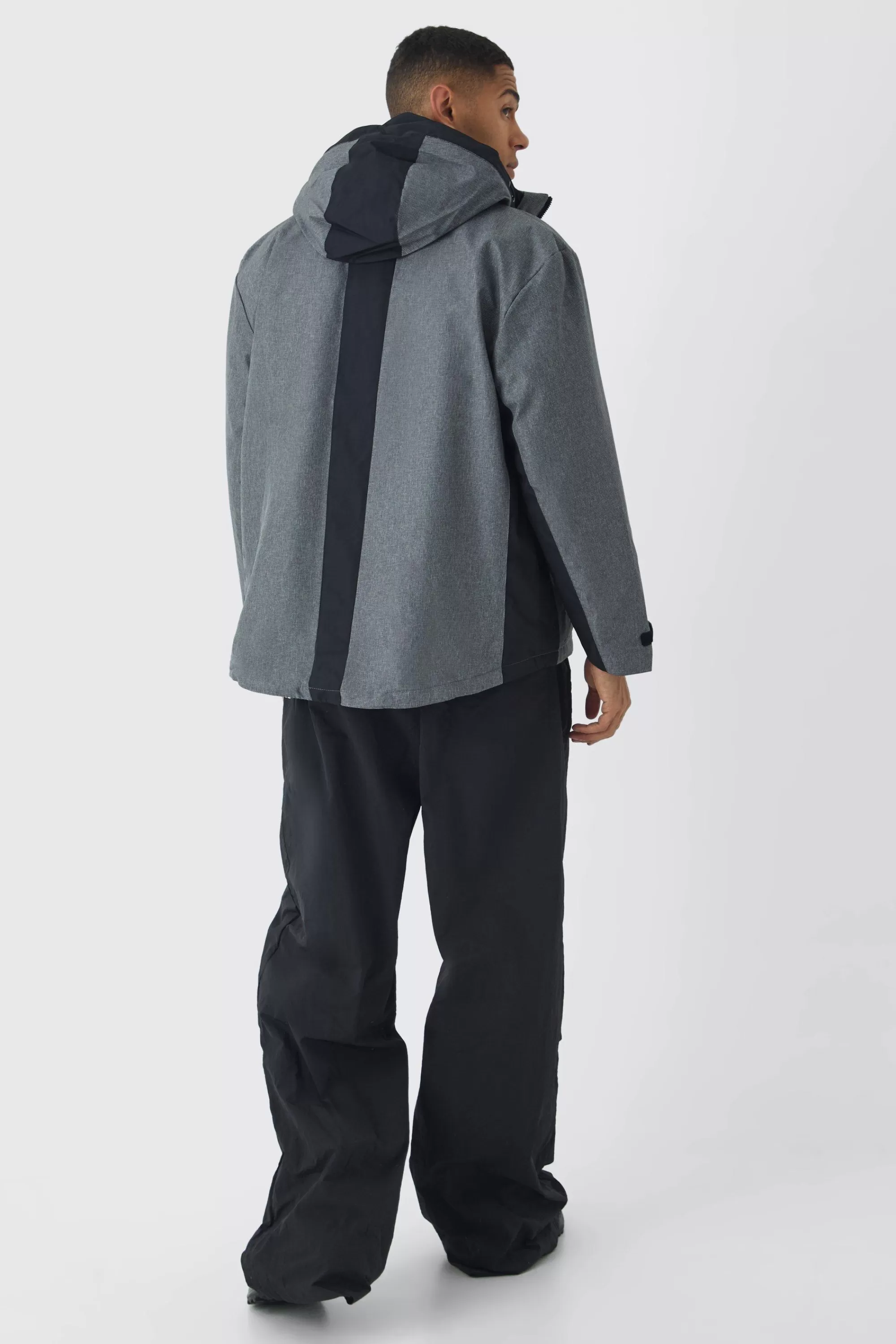 boohooMAN Colour Block Hooded Technical Hiker Jacket In | UK