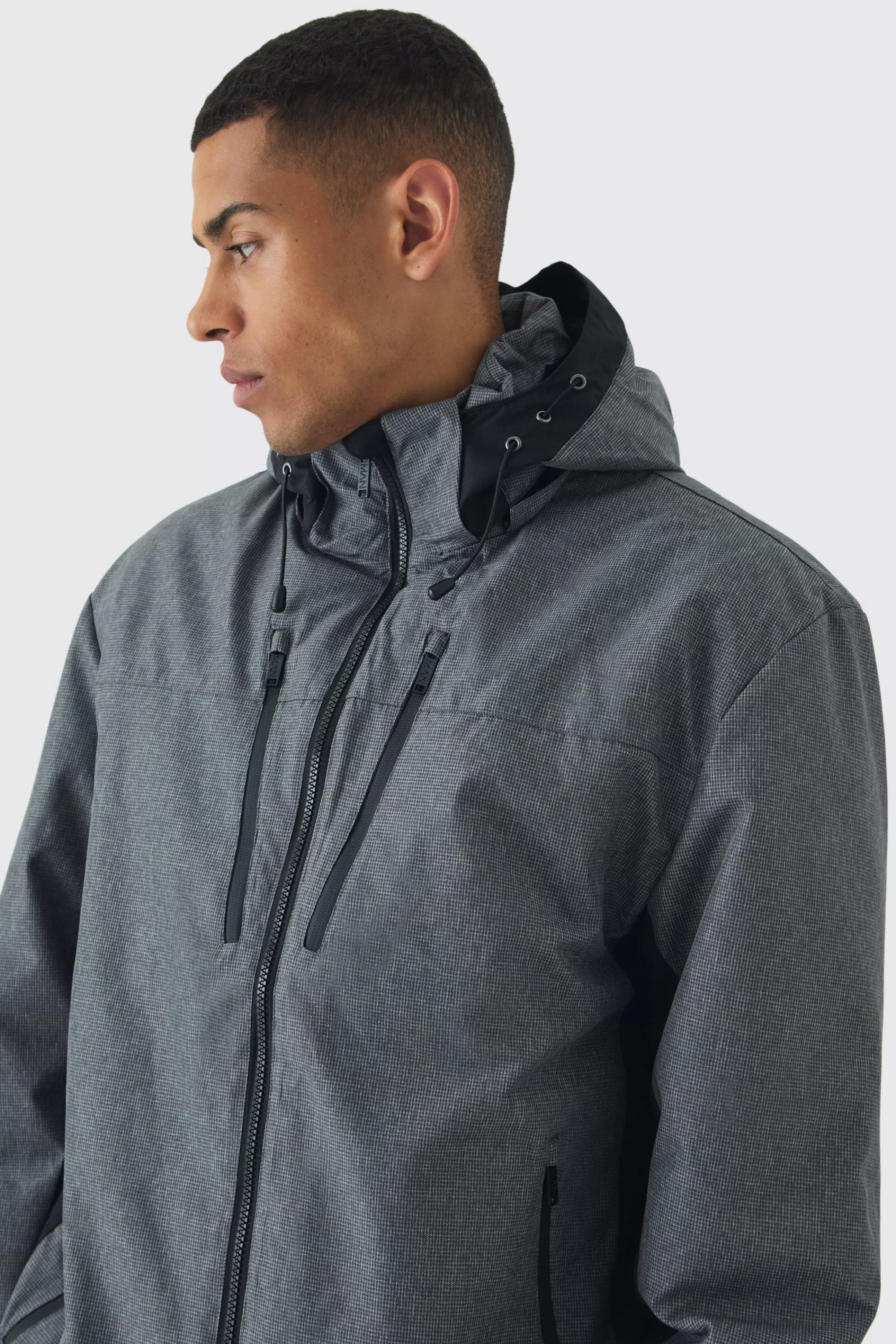 boohooMAN Colour Block Hooded Technical Hiker Jacket In | UK