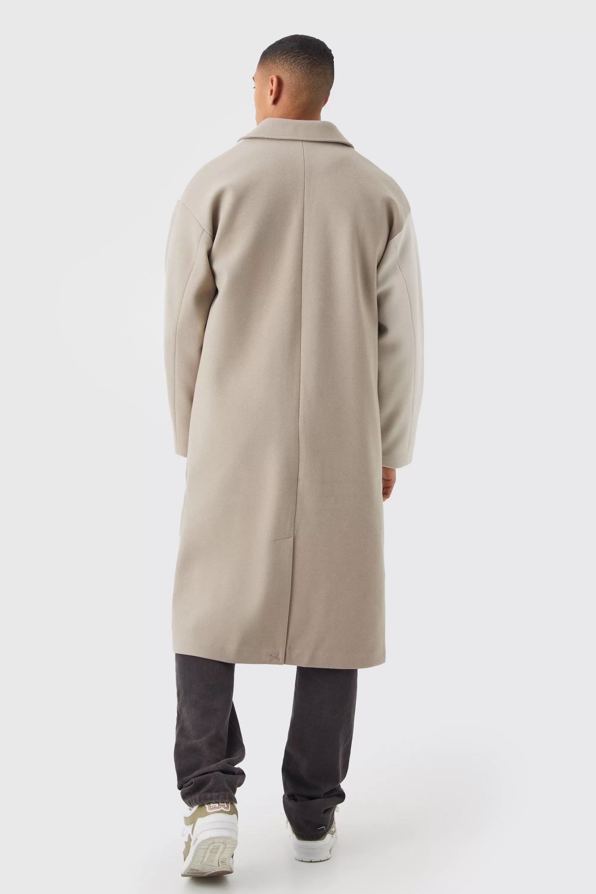 boohooMAN Colour Block Melton Overcoat | UK