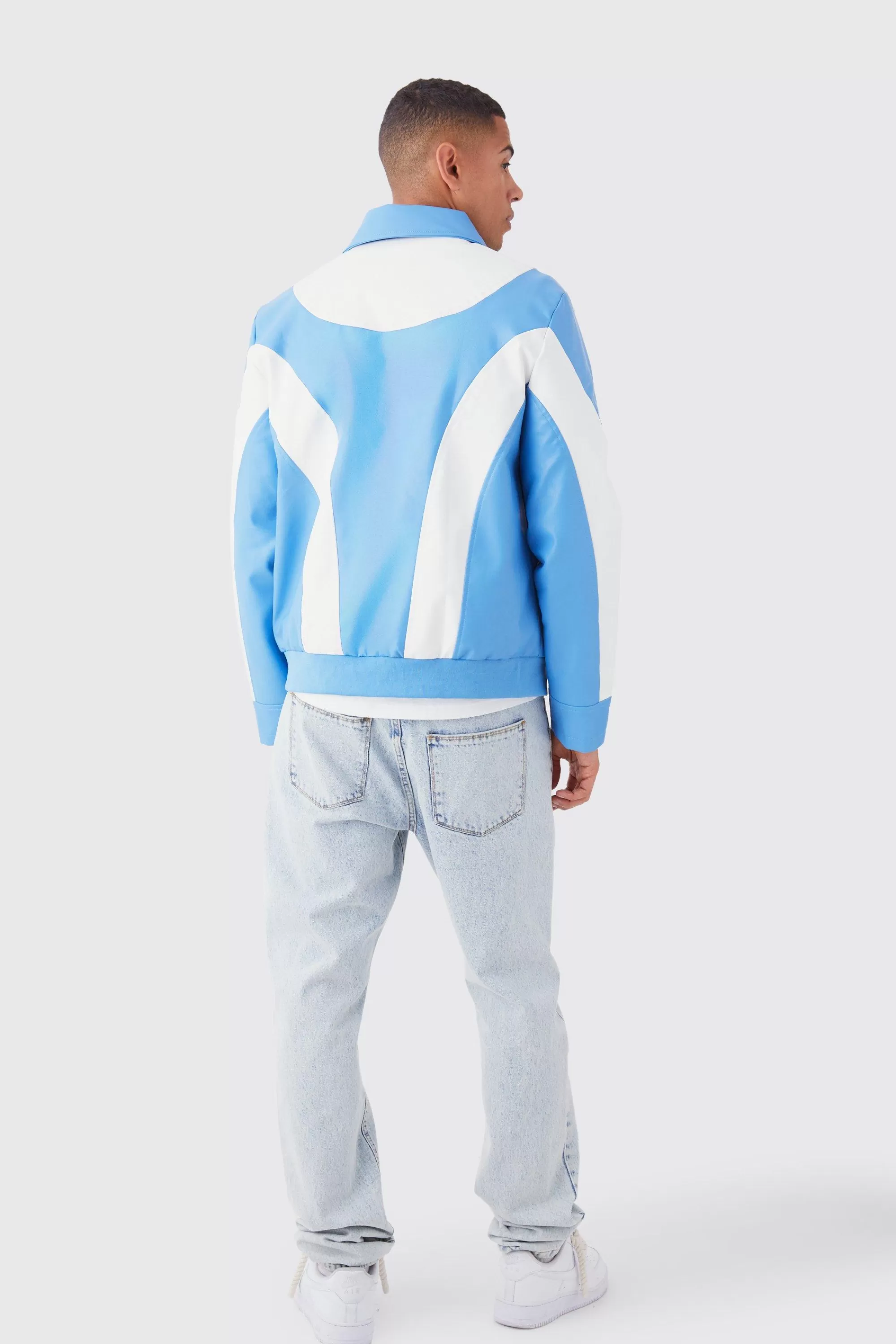 boohooMAN Colour Block Moto Pu Jacket | UK
