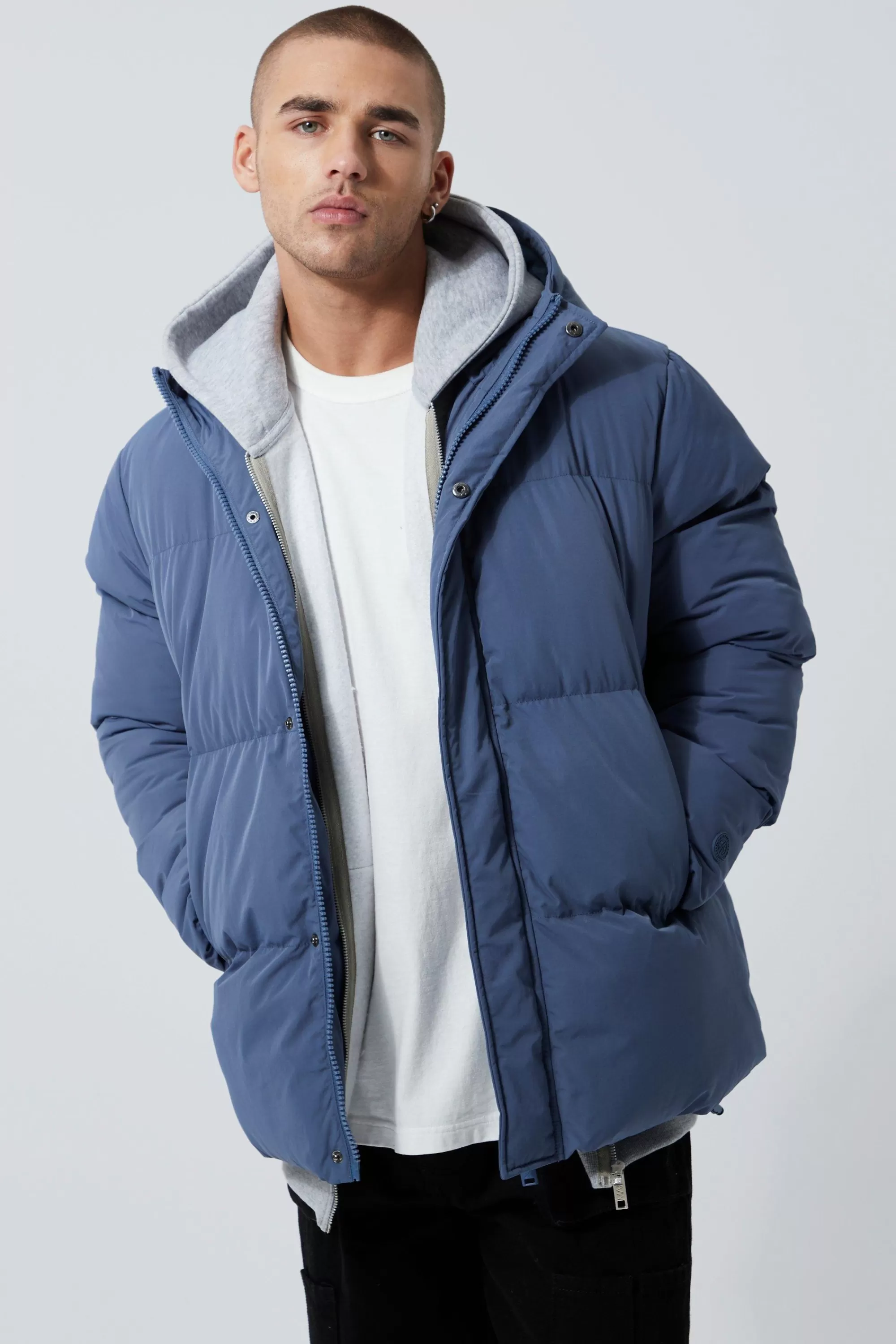 boohooMAN Concealed Placket Hooded Puffer | UK