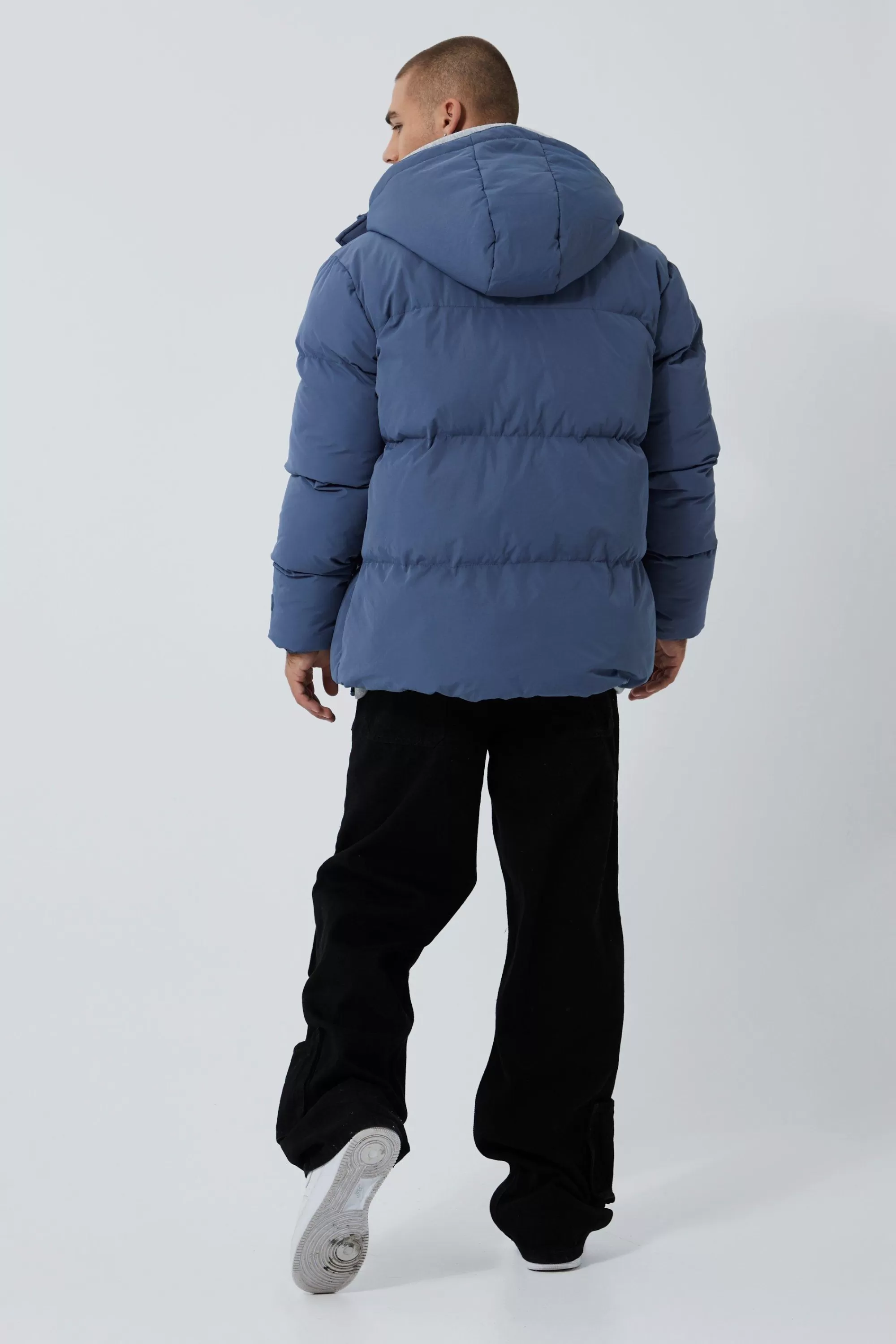 boohooMAN Concealed Placket Hooded Puffer | UK