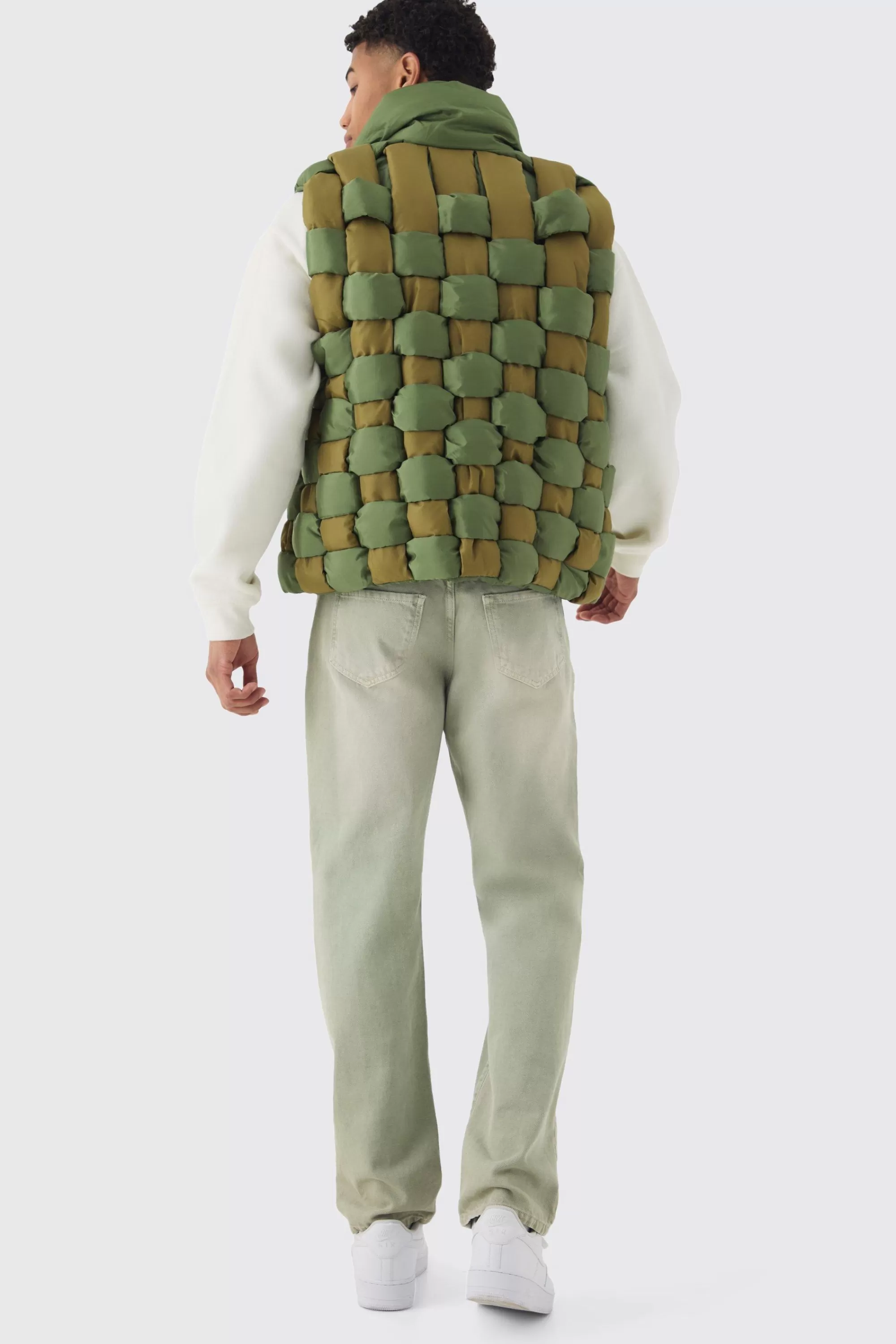 boohooMAN Contrast Hand Weft Padded Gilet In | UK