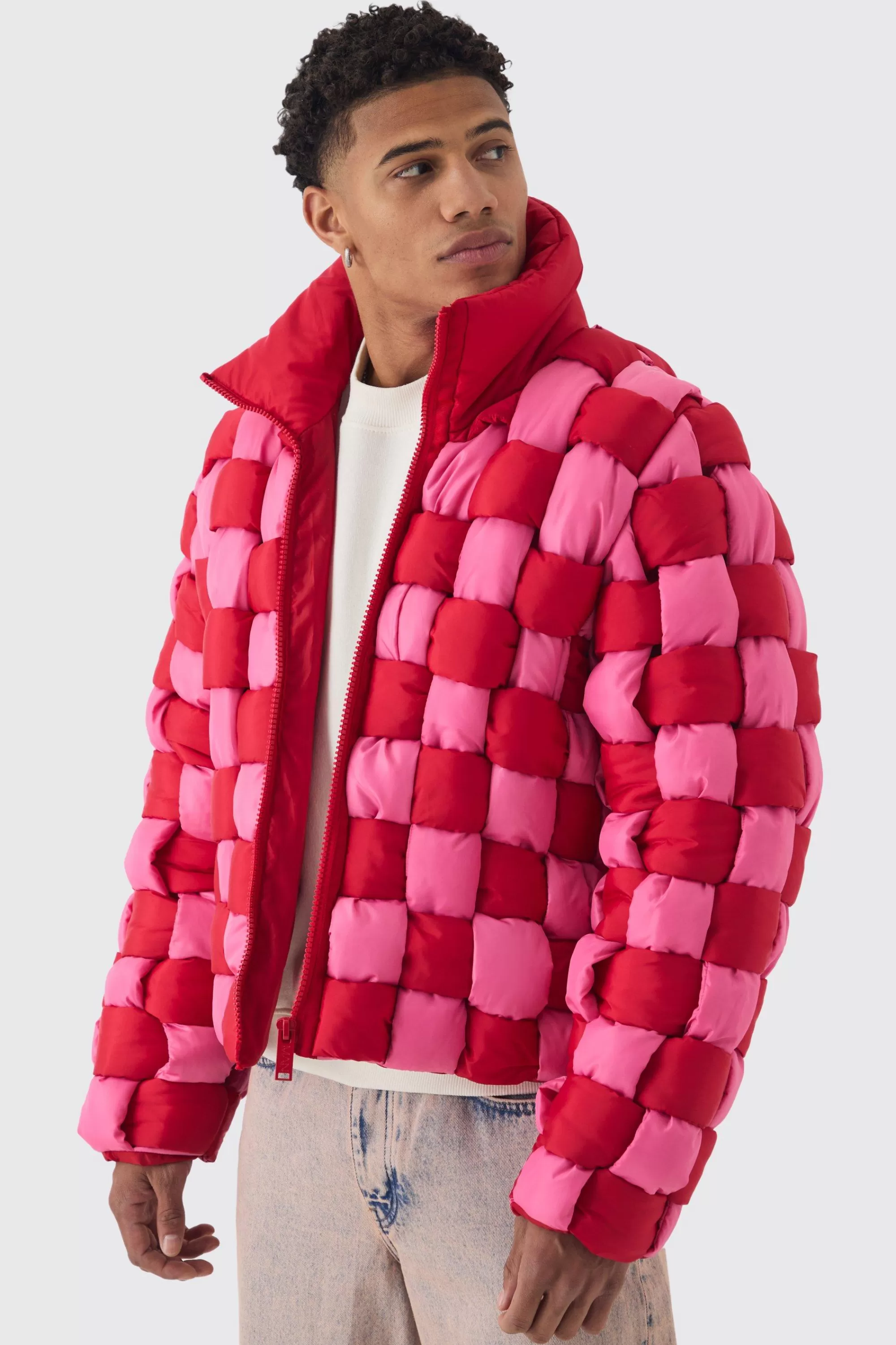 boohooMAN Contrast Hand Weft Padded Puffer | UK