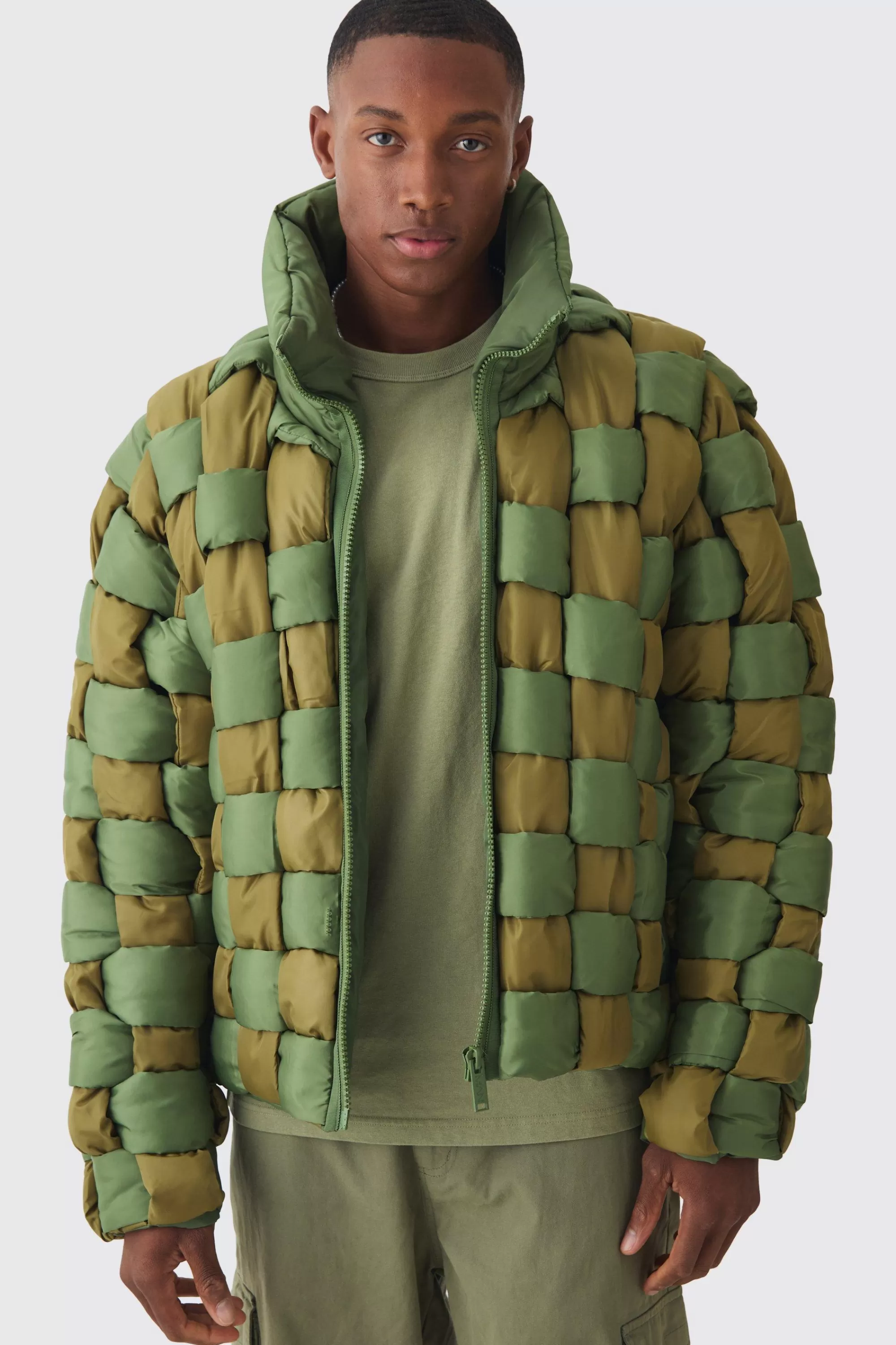 boohooMAN Contrast Hand Weft Padded Puffer | UK