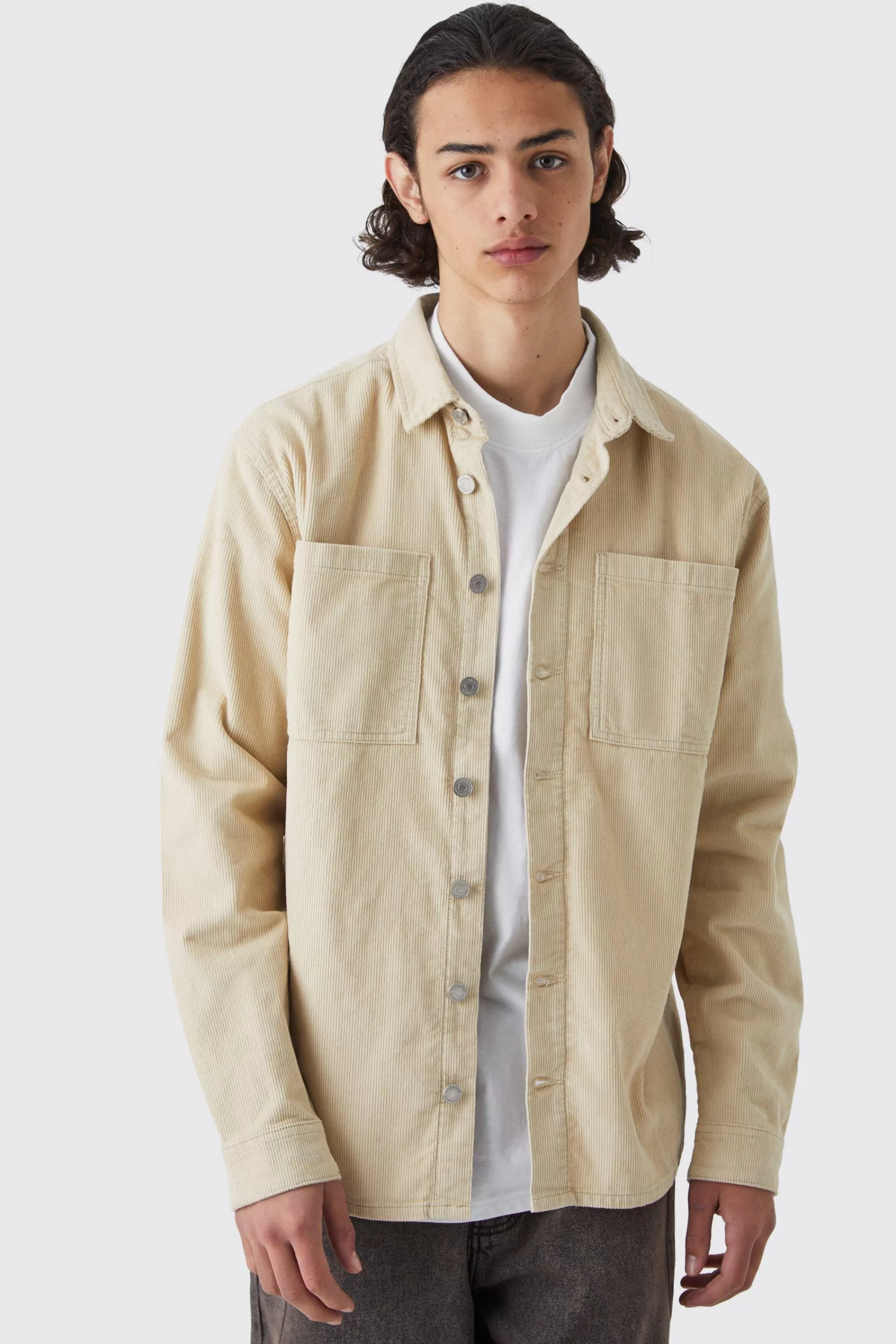 boohooMAN Cord Cargo Overshirt | UK