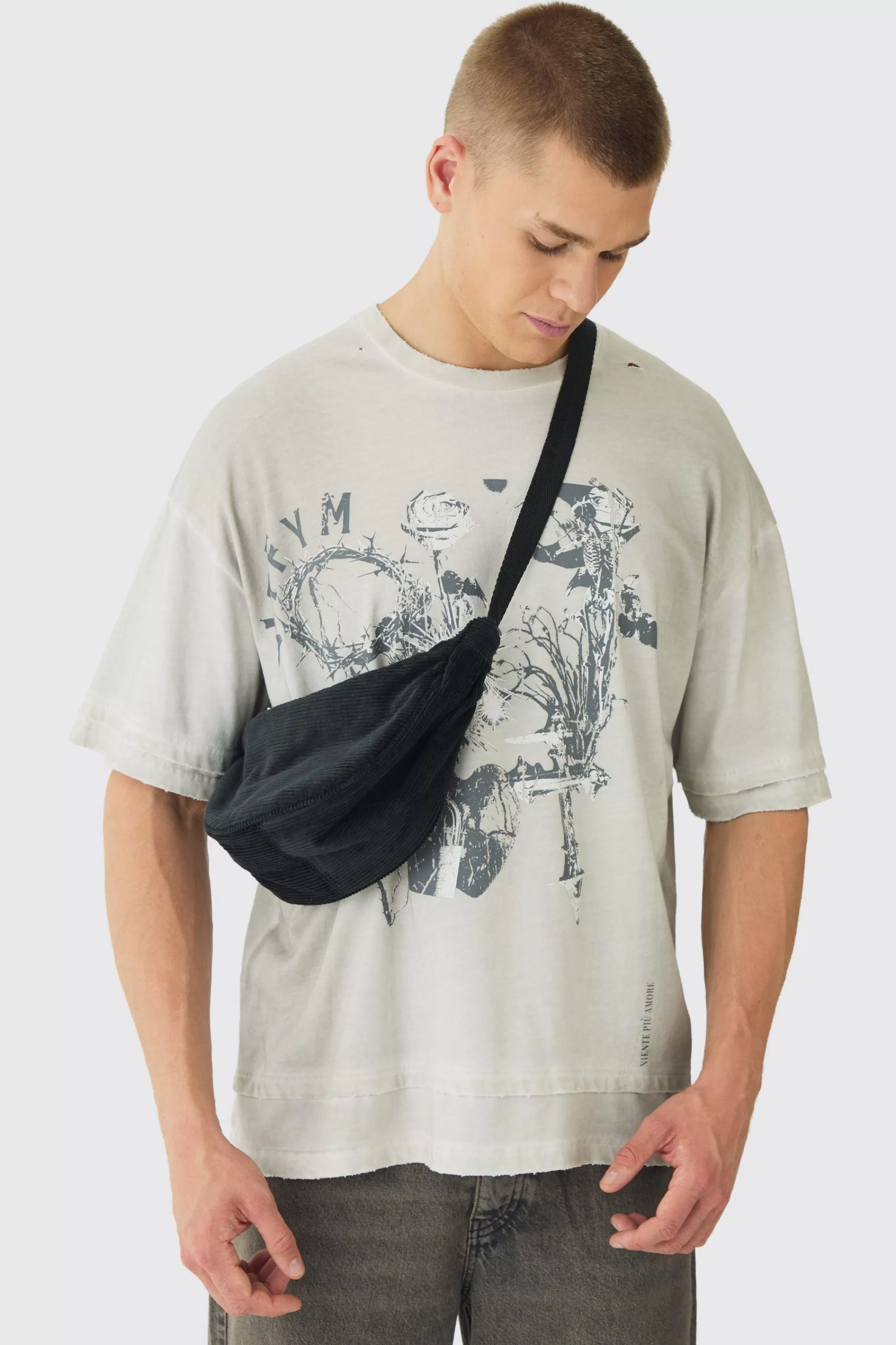 boohooMAN Cord Cross Body Sling Bag In | UK
