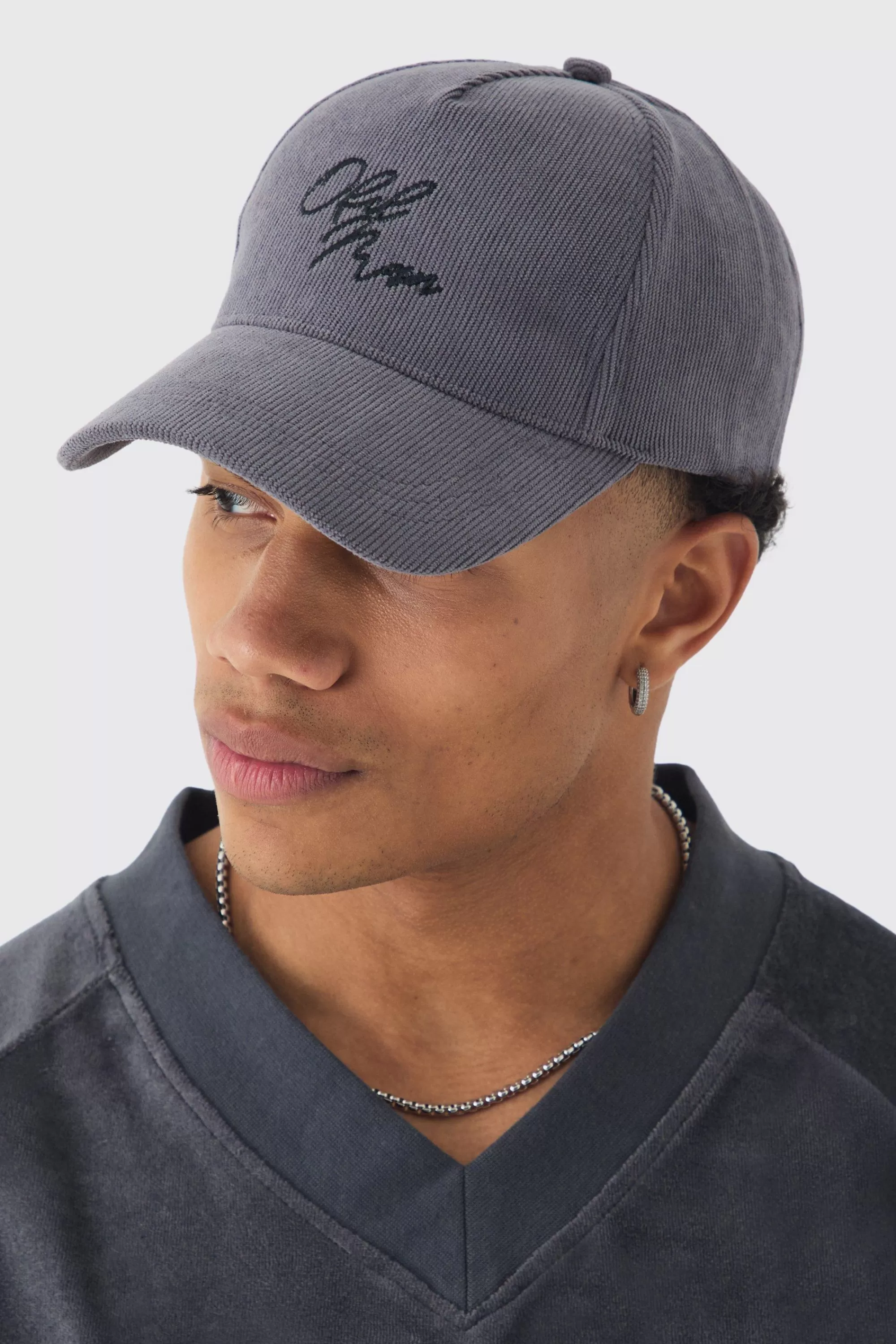 boohooMAN Cord Ofcl Man Embroidered Cap In | UK