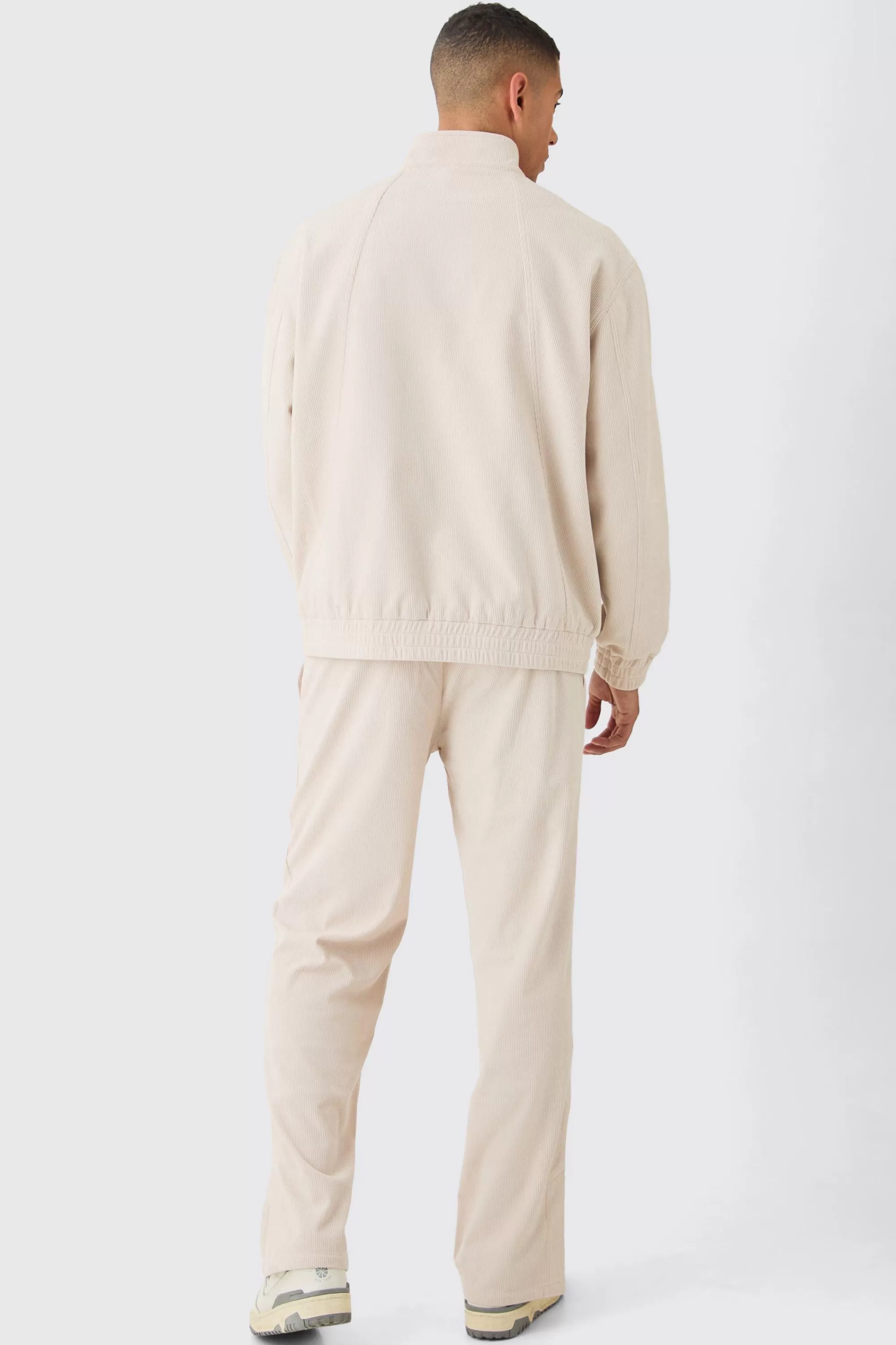 boohooMAN Corduroy Elasticated Waist Split Hem Trousers | UK