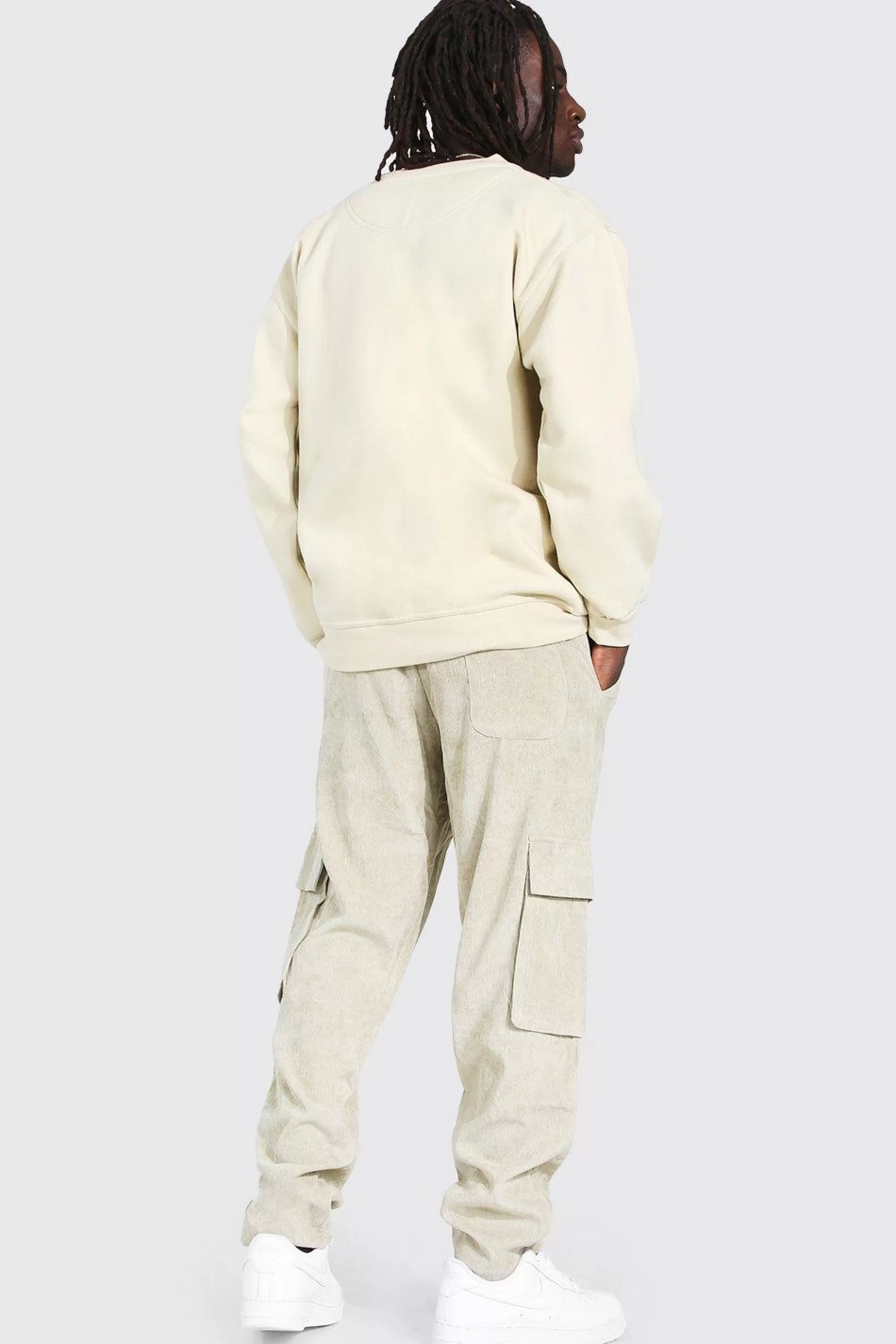 boohooMAN Corduroy Straight Leg Cargo Trouser | UK
