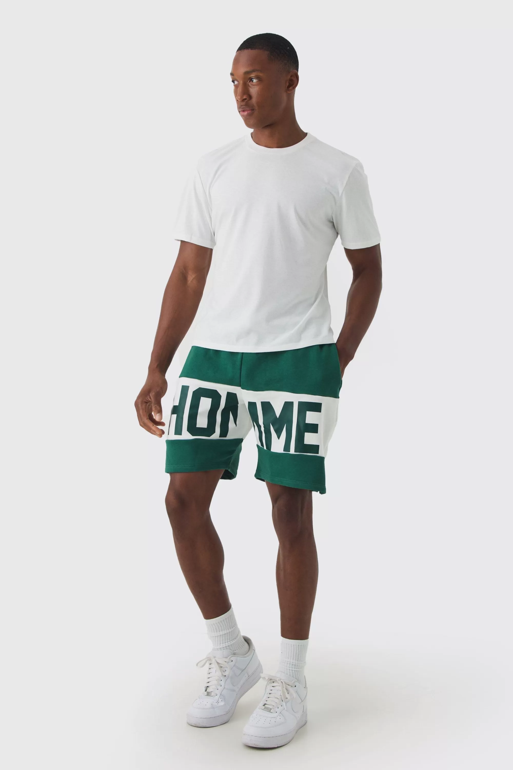 boohooMAN Core Fit Cropped T-shirt & Short Set | UK