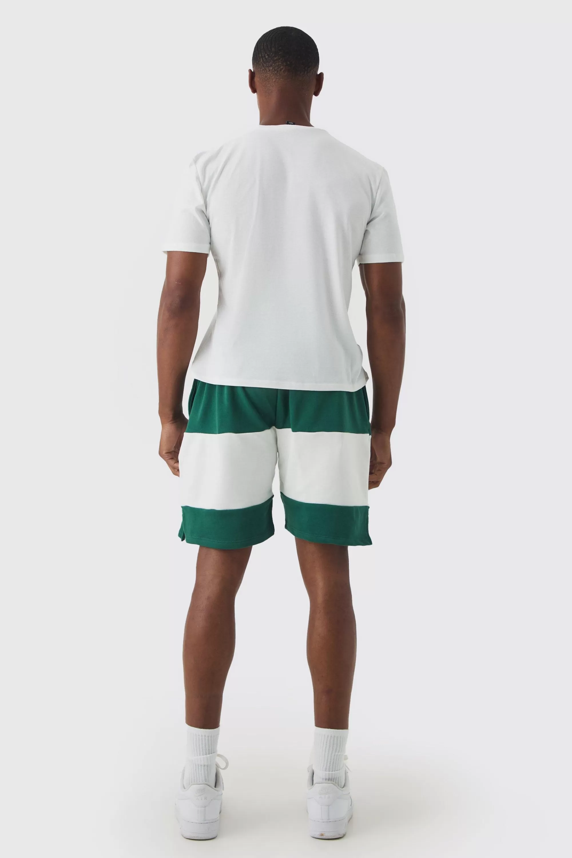 boohooMAN Core Fit Cropped T-shirt & Short Set | UK