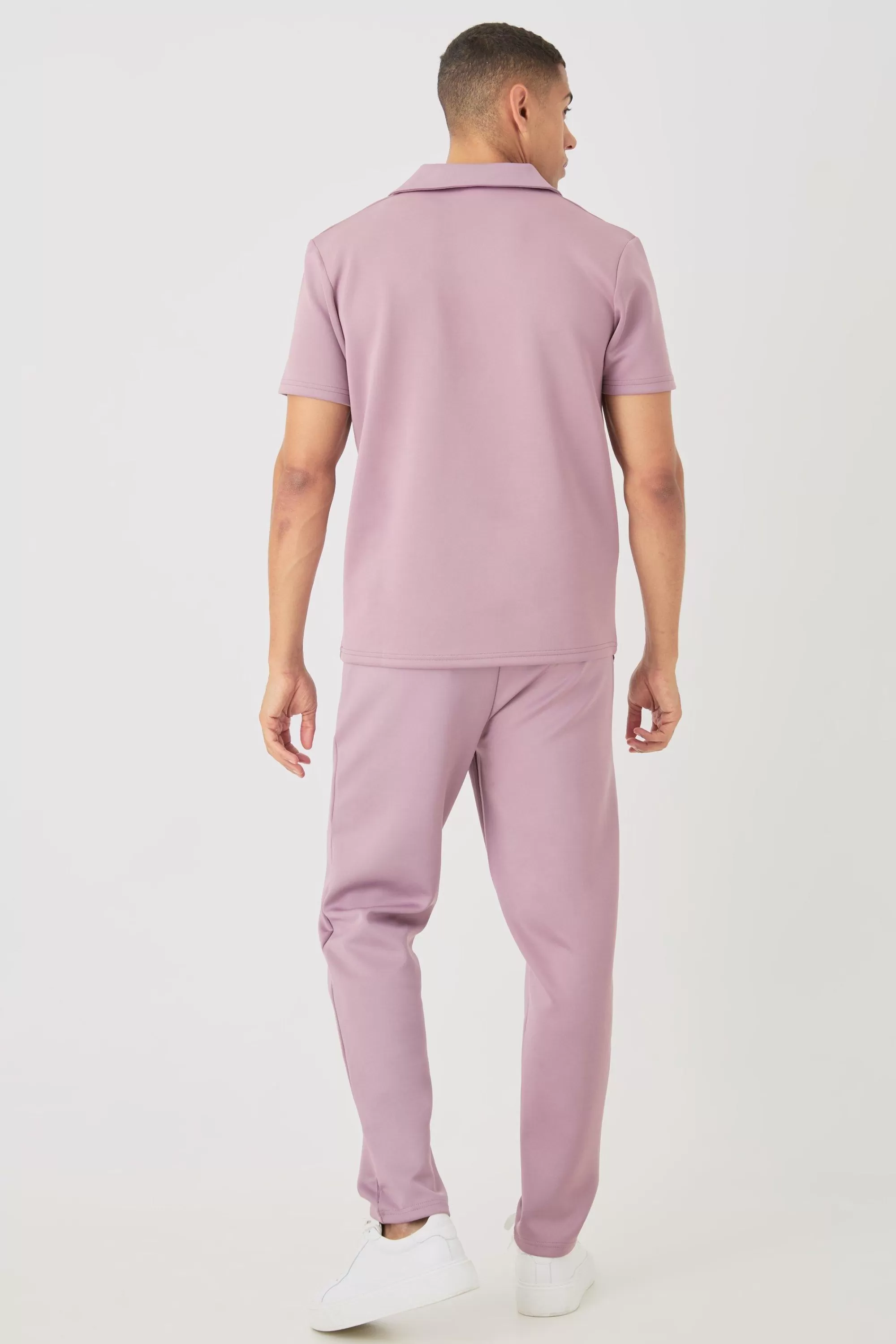 boohooMAN Core Revere Scuba Polo & Jogger Set | UK