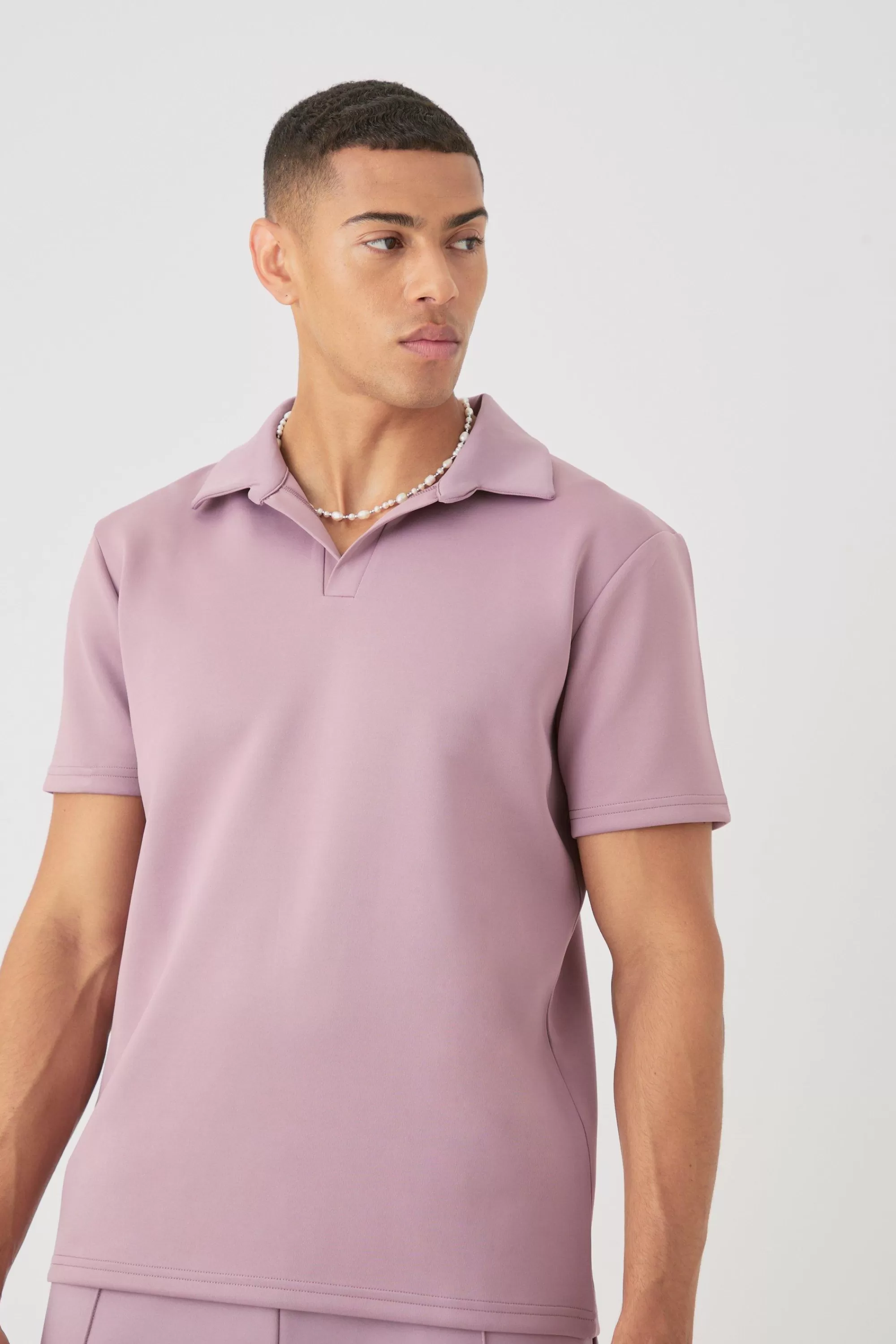boohooMAN Core Revere Scuba Polo & Jogger Set | UK