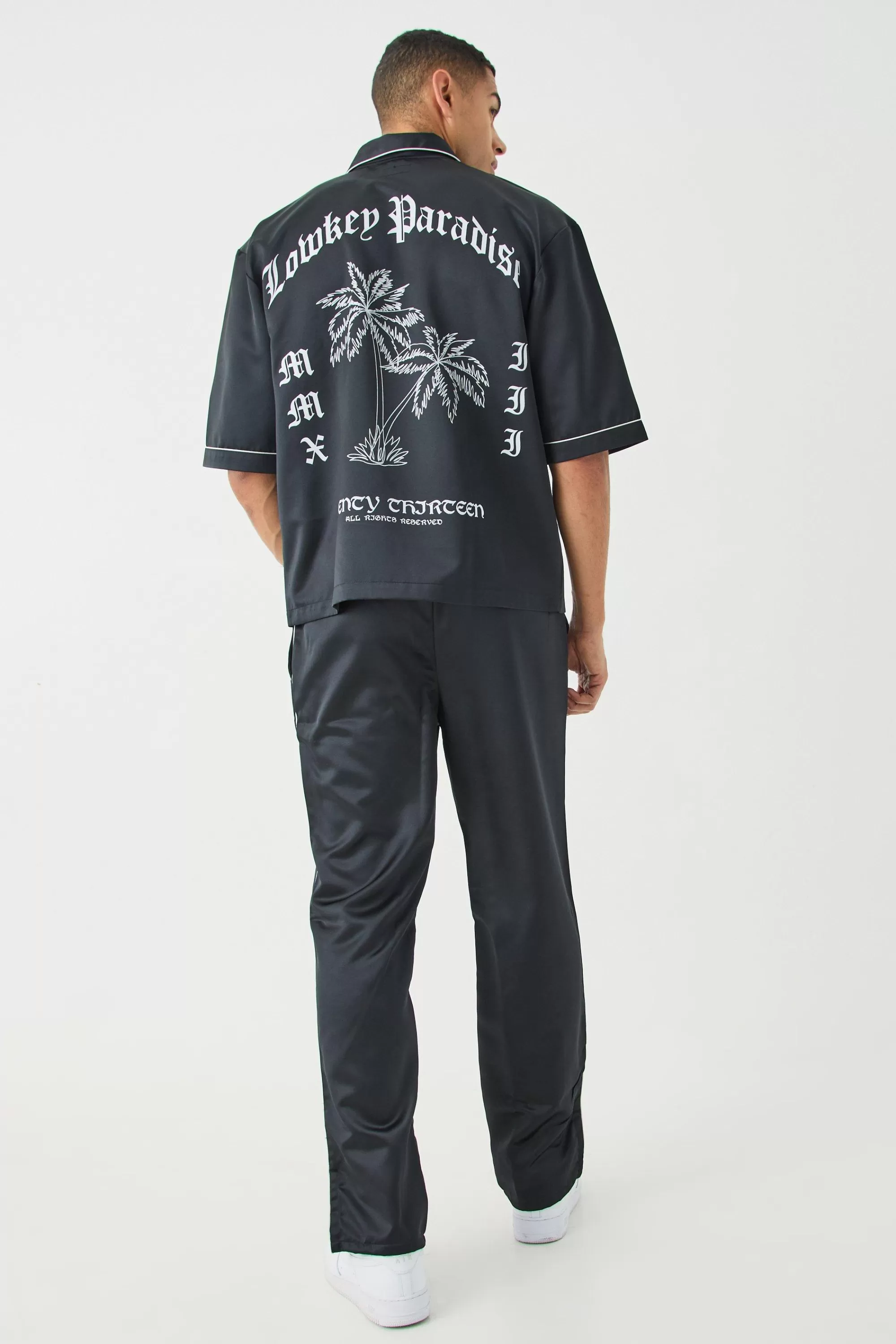 boohooMAN Core Split Hem Satin Trouser | UK
