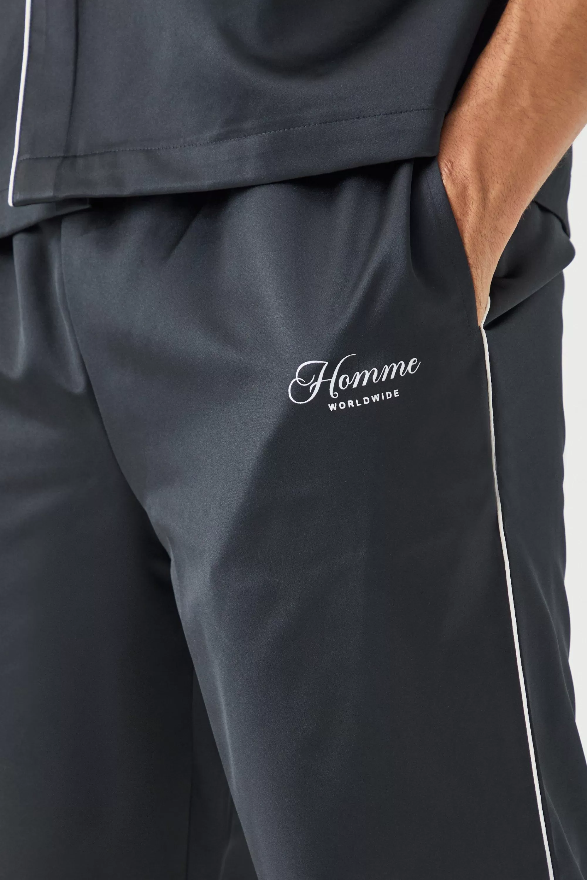boohooMAN Core Split Hem Satin Trouser | UK