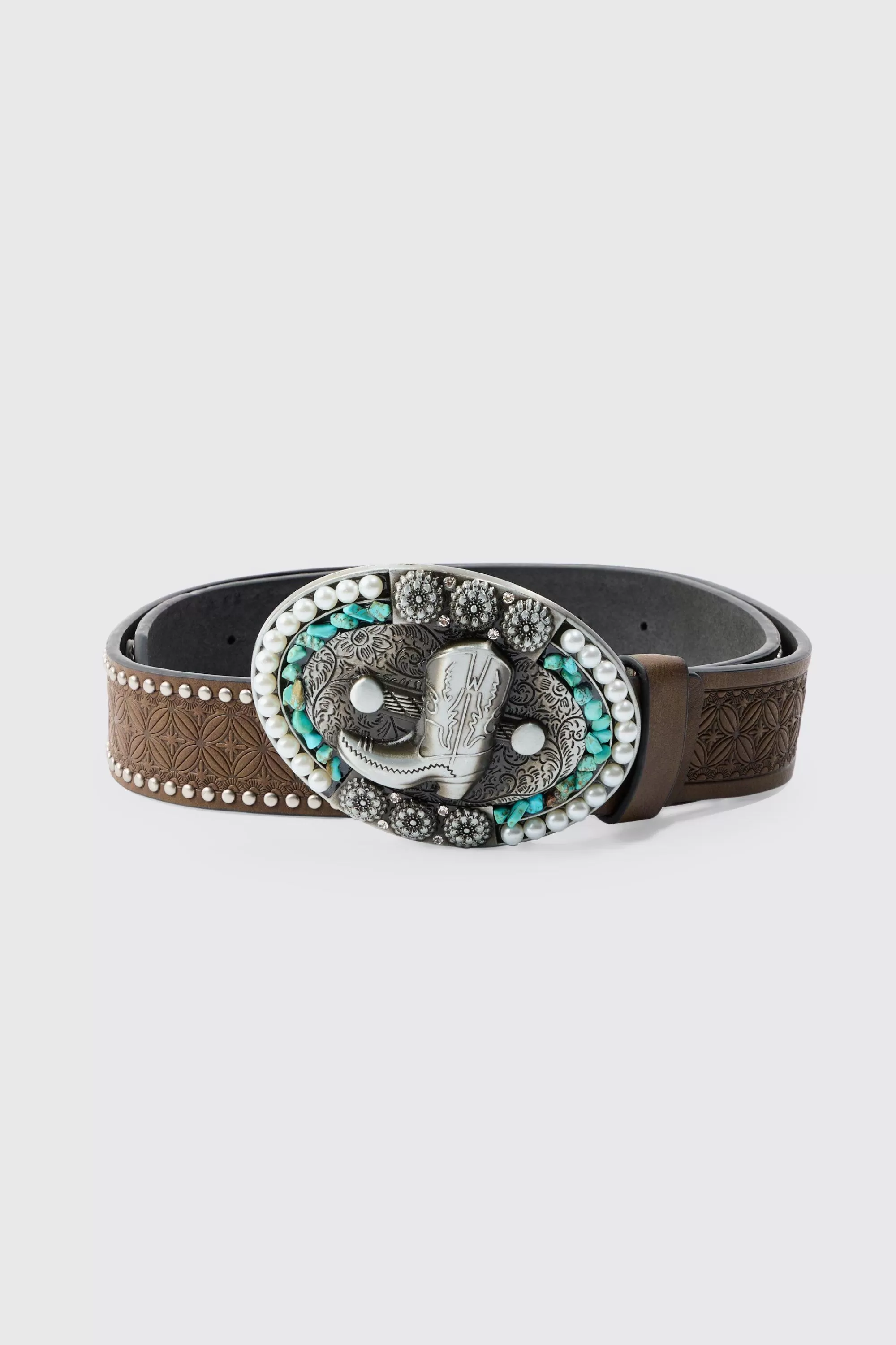 boohooMAN Cowboy Boot Belt | UK