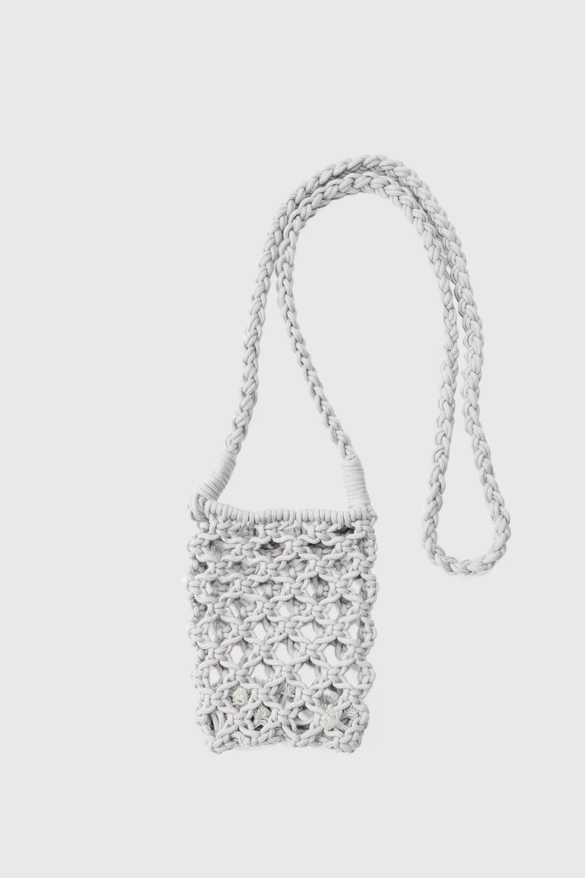 boohooMAN Crochet Bottle Bag In | UK
