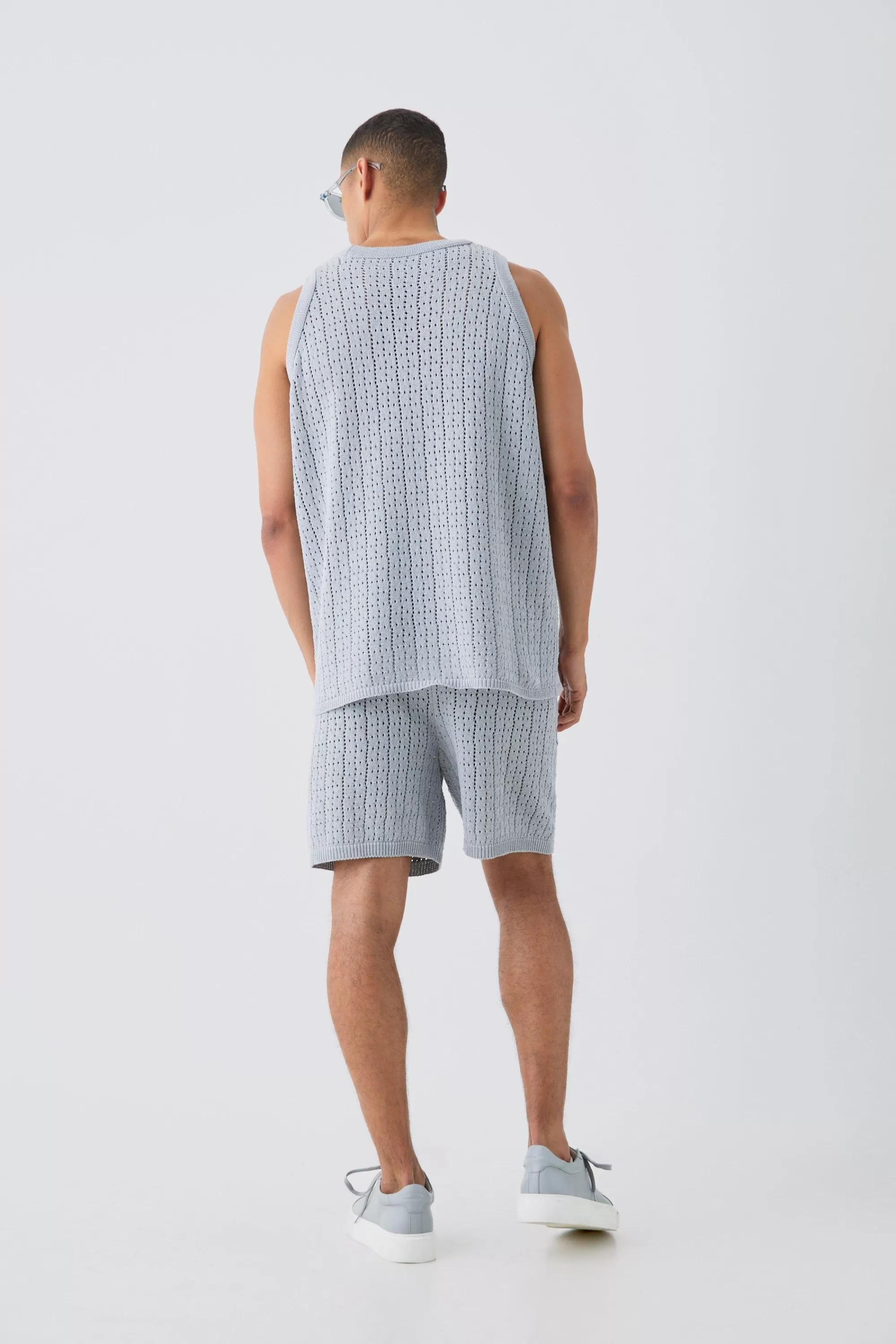 boohooMAN Crochet Knitted Mid Length Shorts In | UK