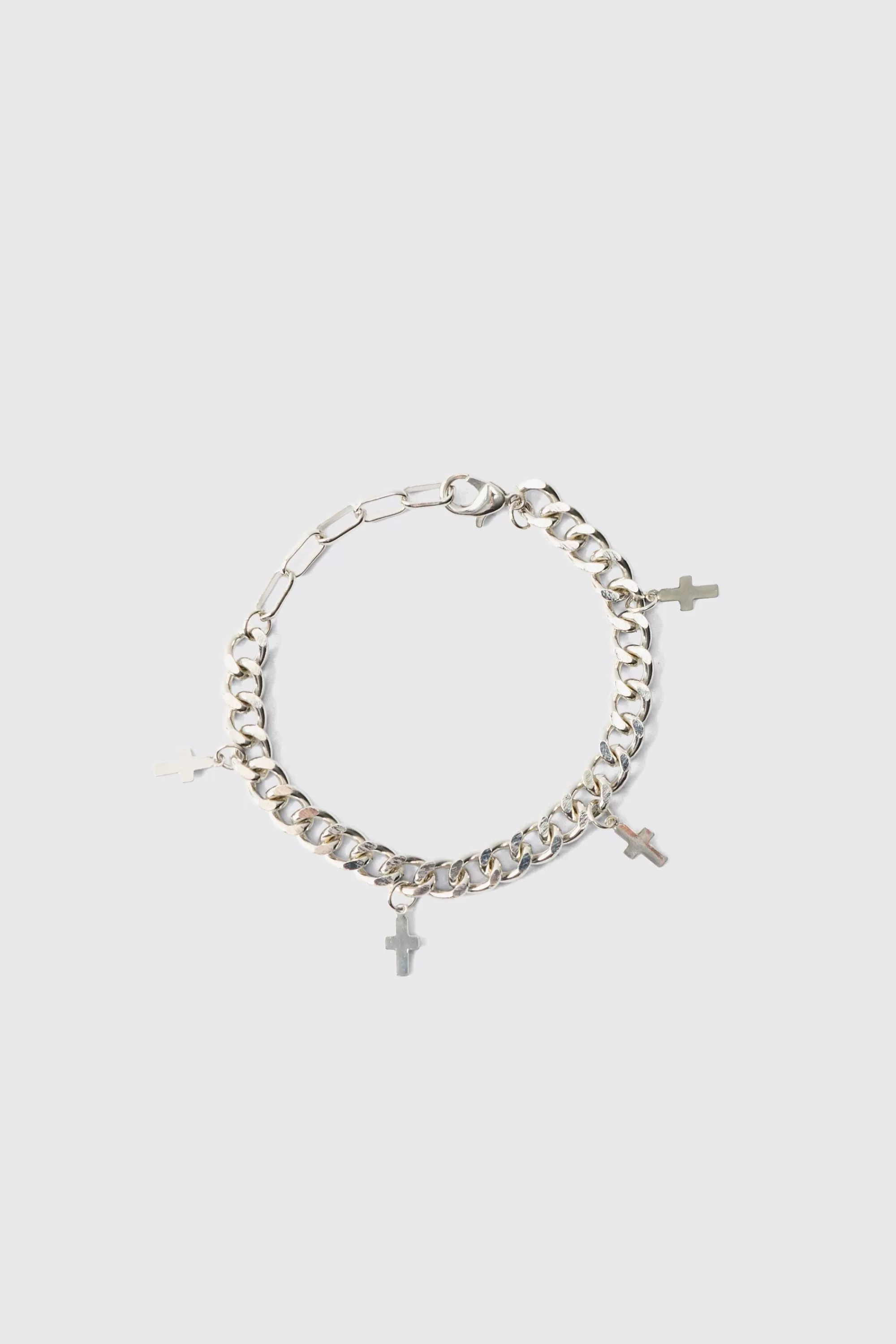 boohooMAN Cross Charm Bracelet In | UK