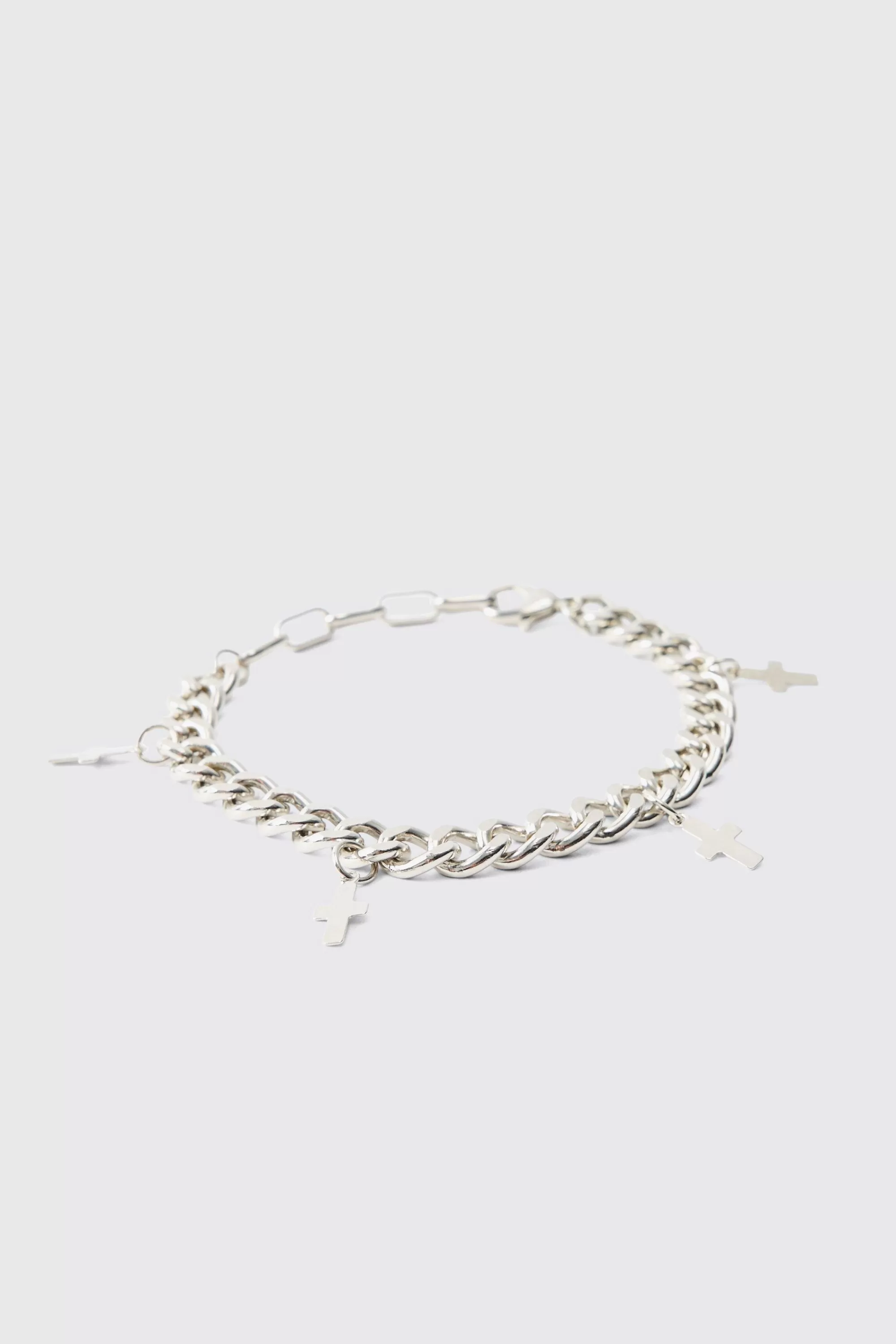 boohooMAN Cross Charm Bracelet In | UK