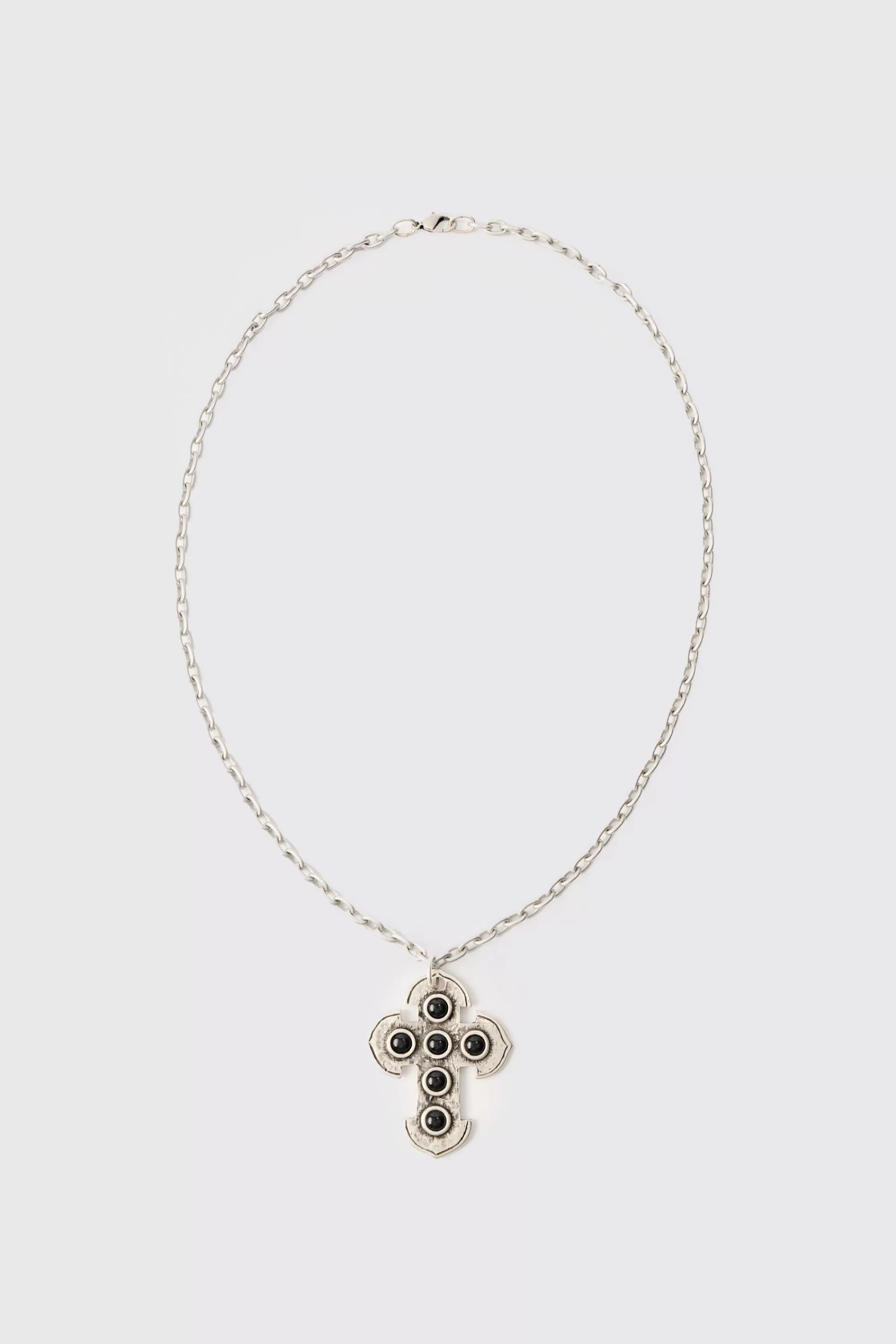 boohooMAN Cross Gem Pendant Necklace In | UK