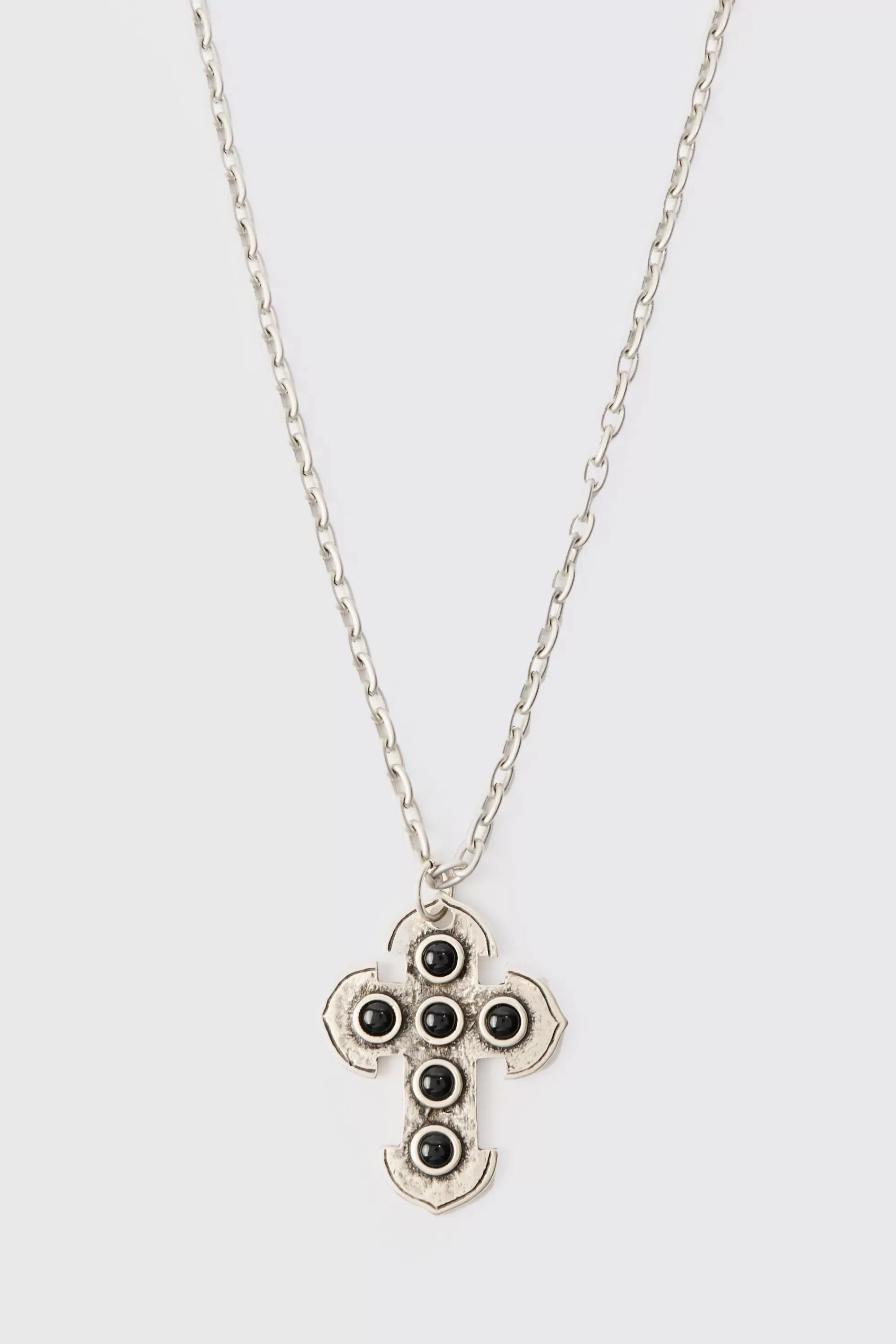 boohooMAN Cross Gem Pendant Necklace In | UK