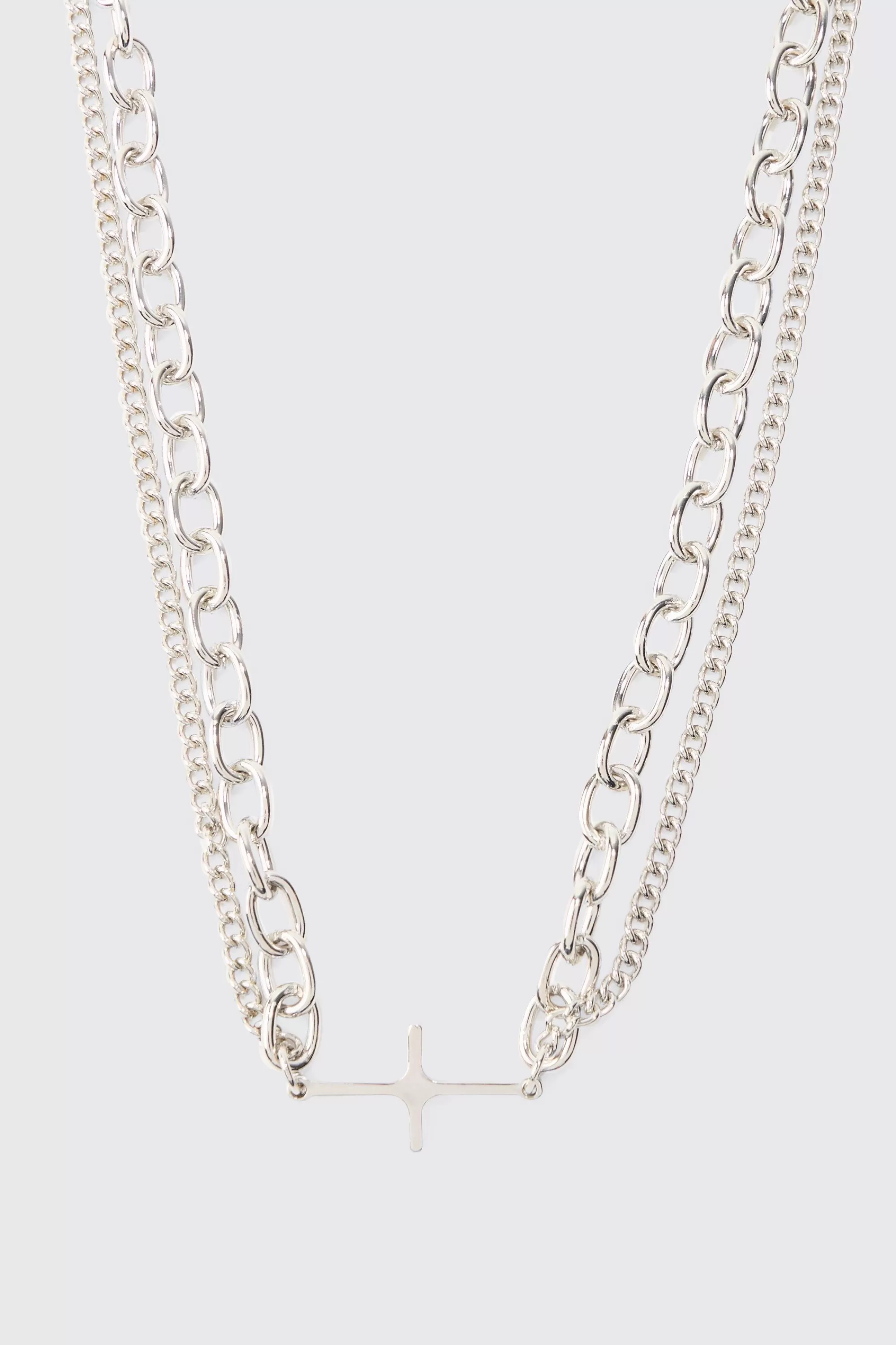 boohooMAN Cross Pendant Chunky Chain Bracelet In | UK