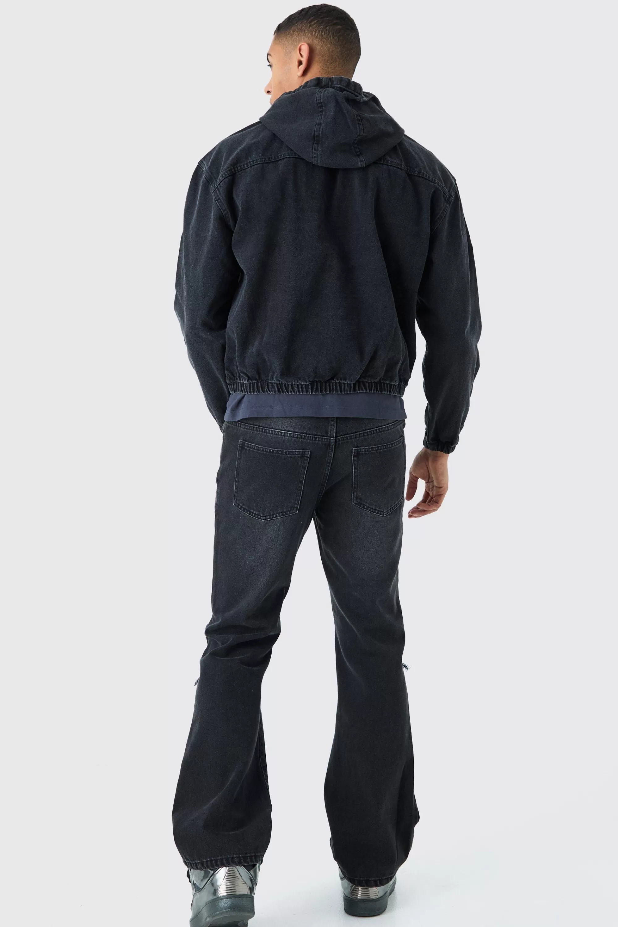 boohooMAN Denim Boxy Fit Hoodie | UK