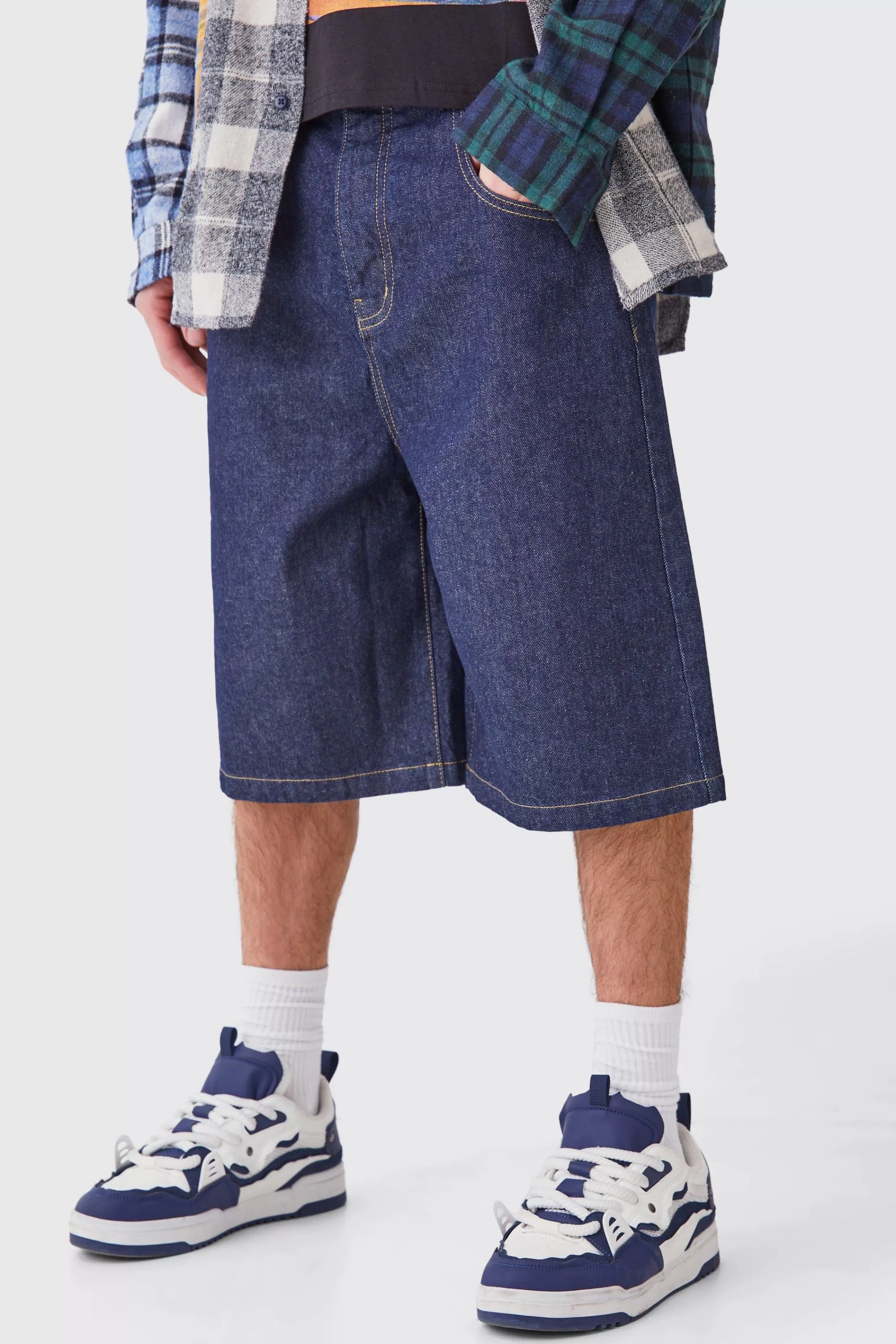 boohooMAN Denim Jorts In | UK