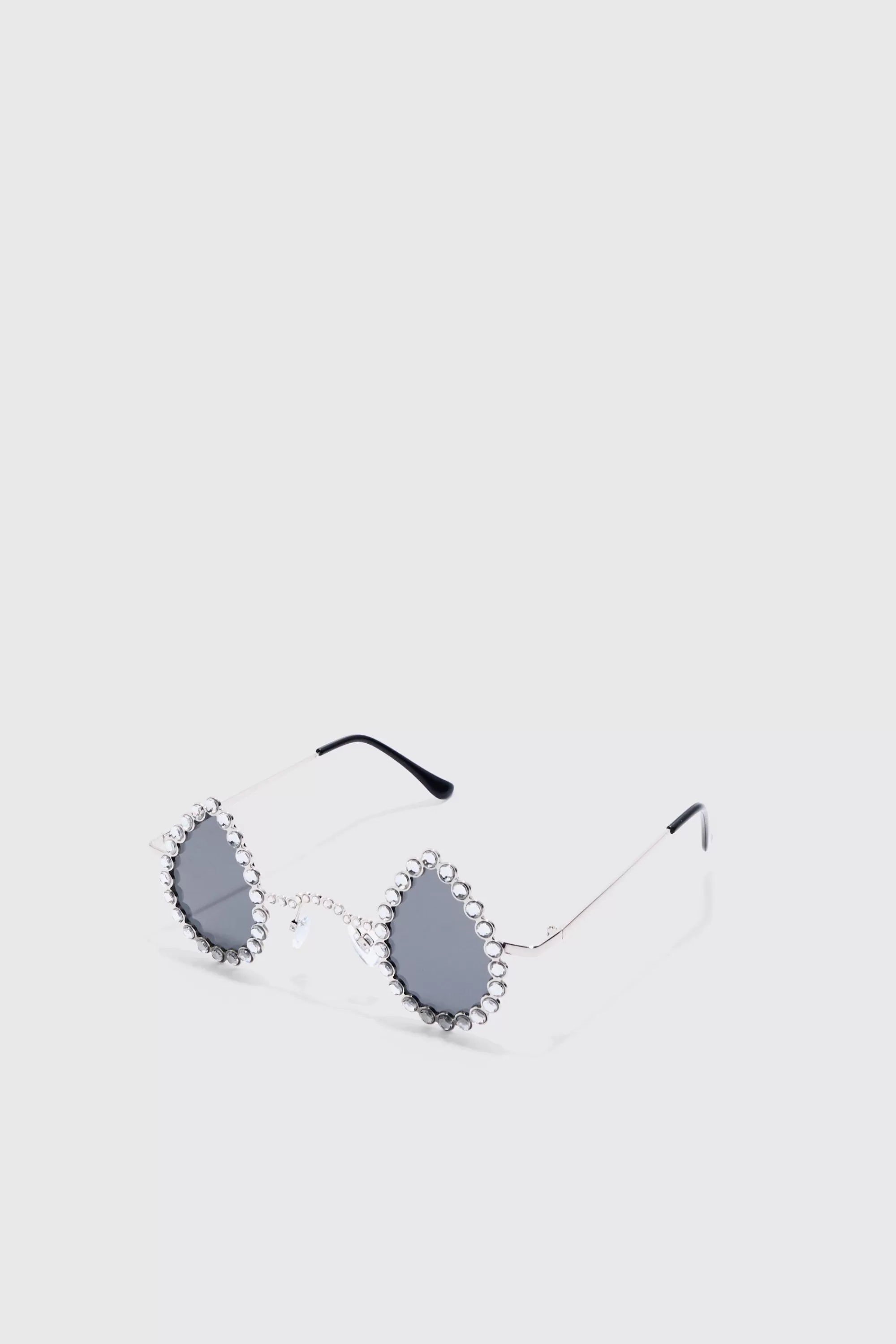 boohooMAN Diamante Tear Drop Sunglasses | UK