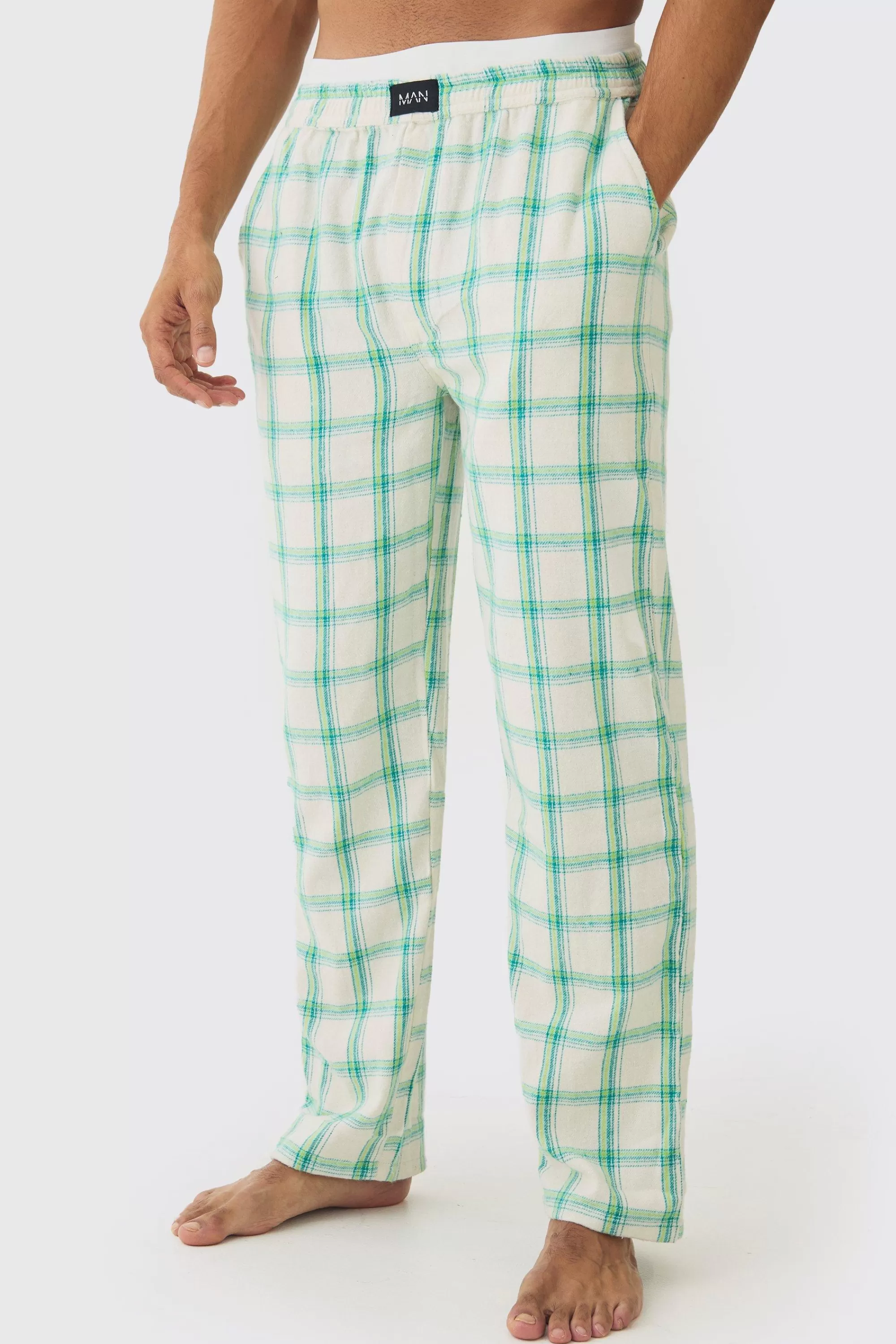 boohooMAN Double Waistband Lounge Bottoms | UK