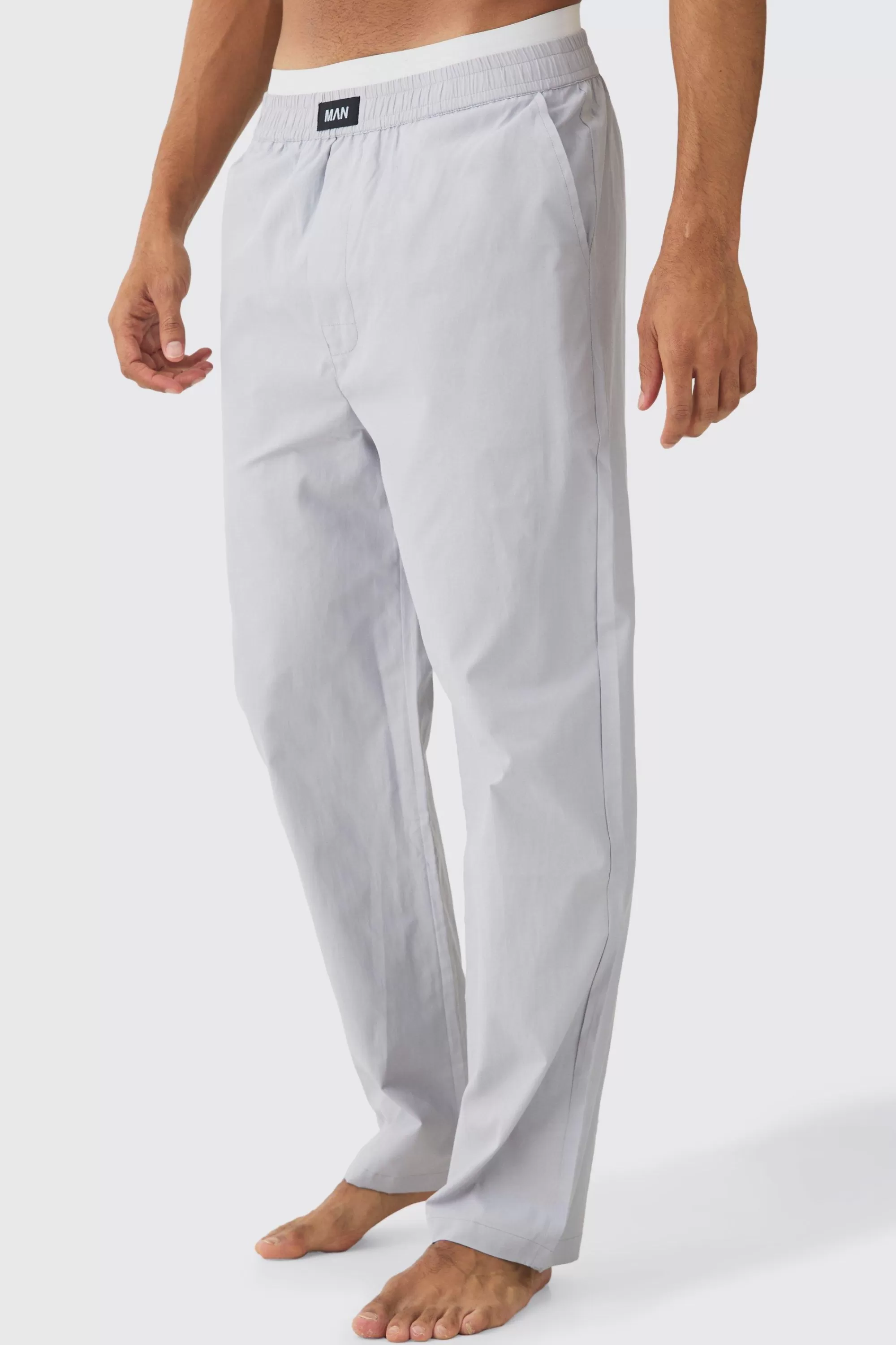 boohooMAN Double Waistband Lounge Bottoms | UK