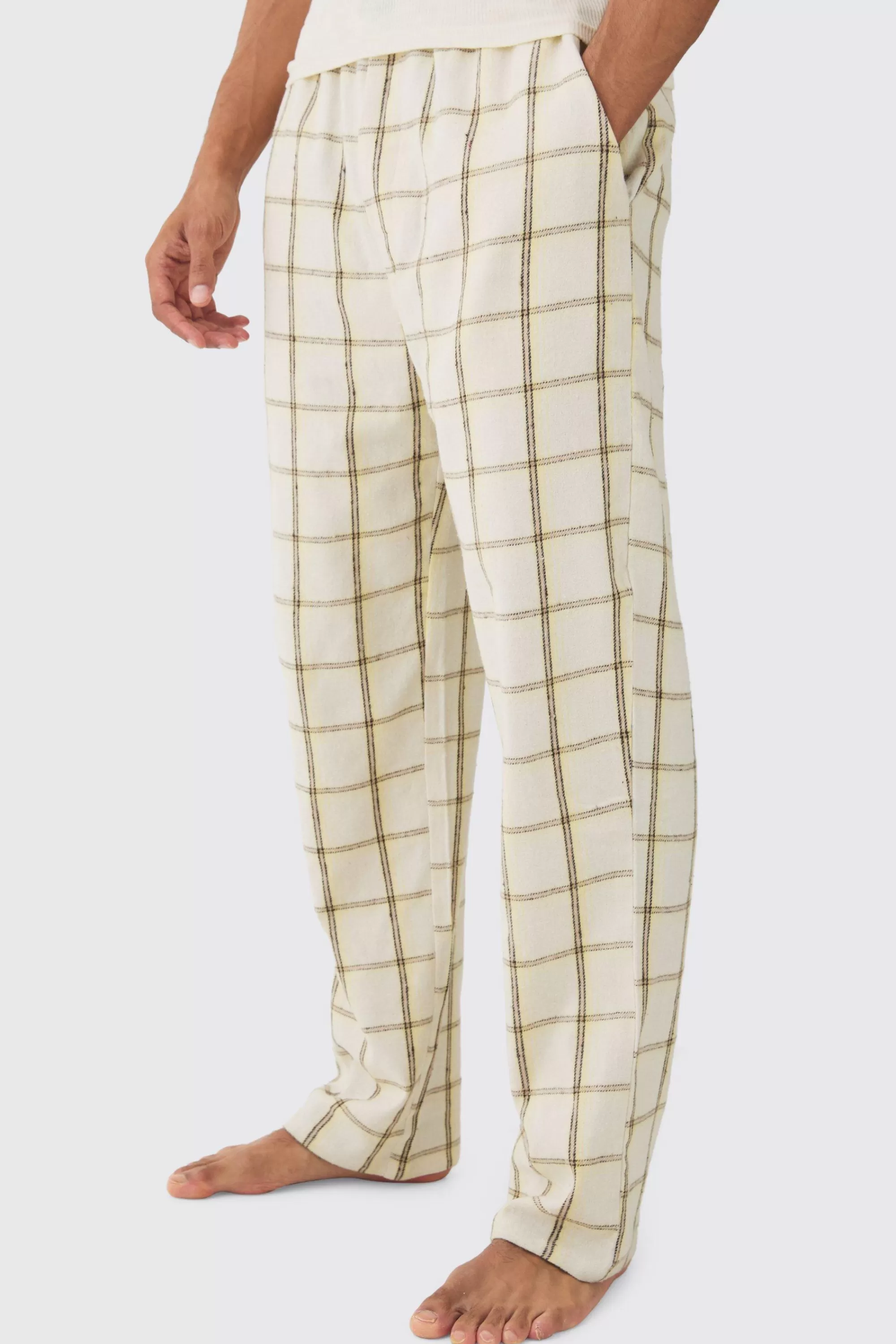 boohooMAN Double Waistband Relaxed Lounge Bottoms | UK