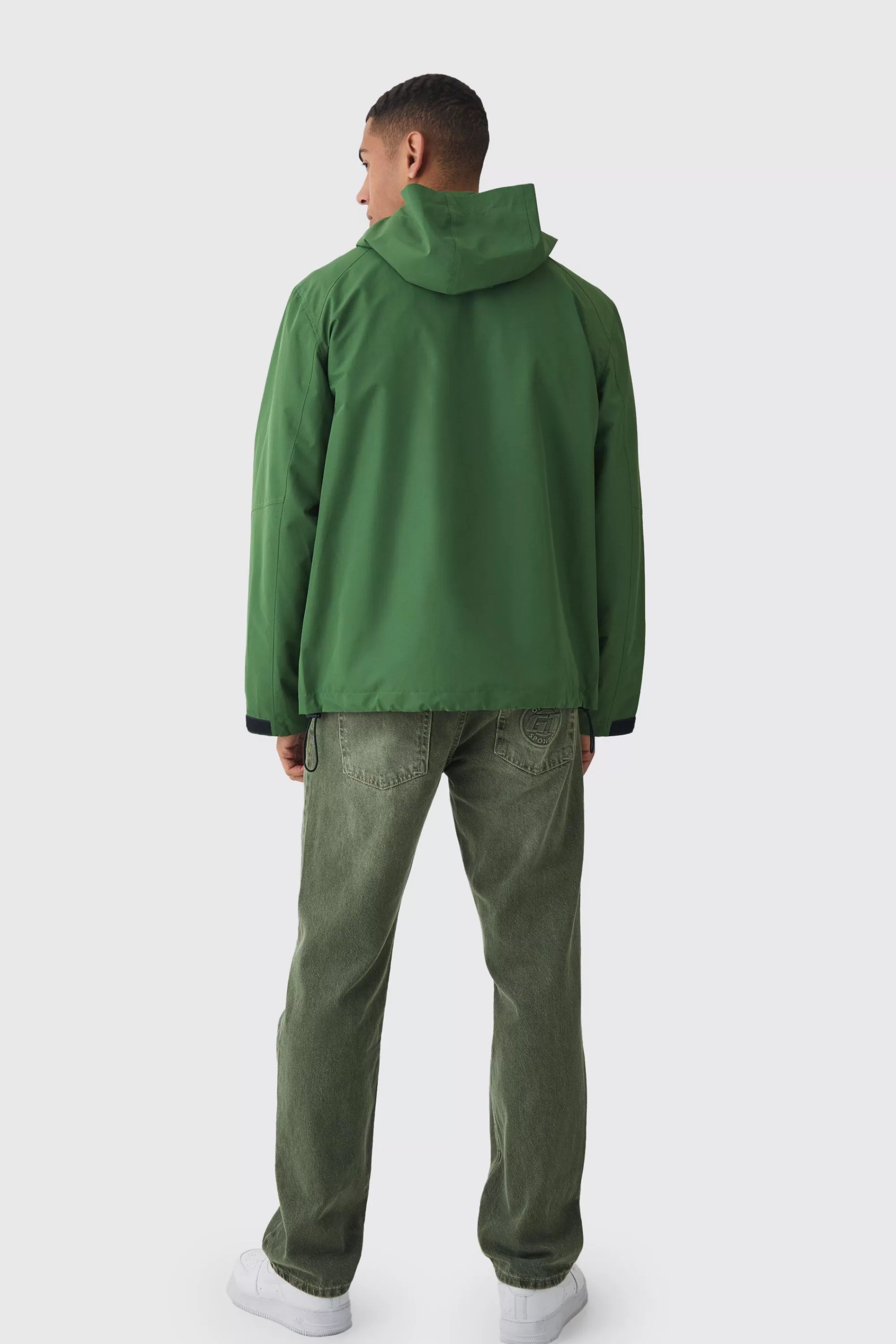 boohooMAN Double Zip Hooded Windbreaker In | UK