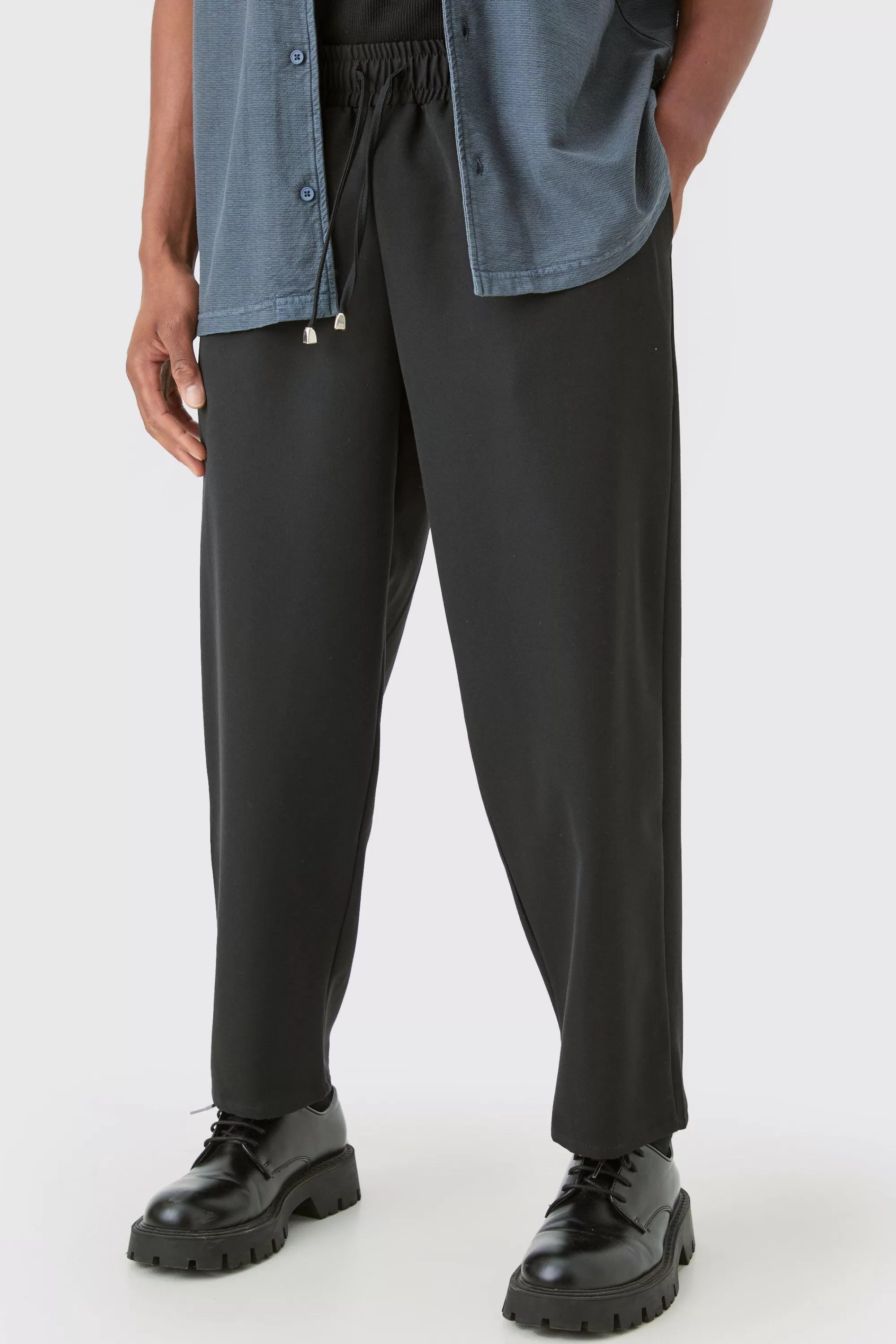 boohooMAN Drawcord Waist Oversized Skate Trousers | UK